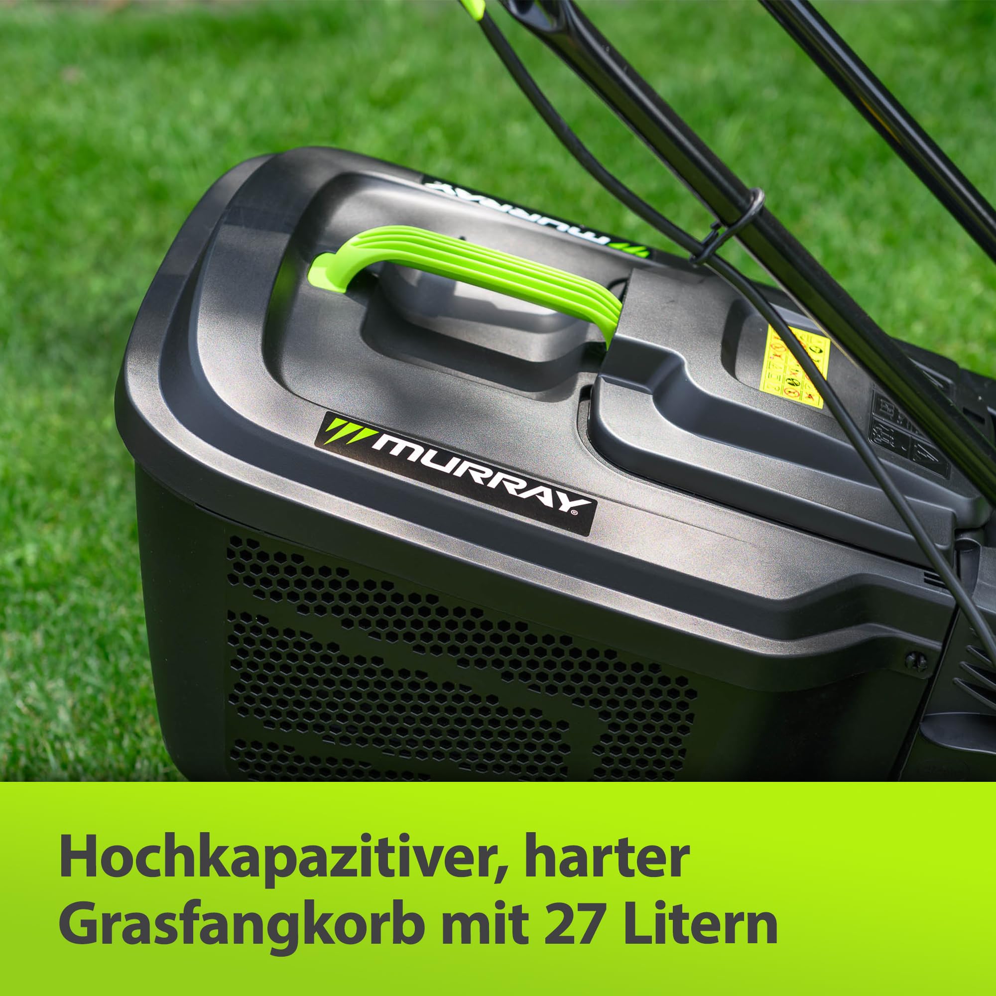 Murray Rasenmäher Elektro 2-in-1 LE320E - Kleiner Rasenmäher Elektrisch 1200W/32cm mit Grasfangbox 27L für Kleine Rasenflächen - Elektro Rasenmäher mit Ergonomischer Softgriff und Überlastschutz