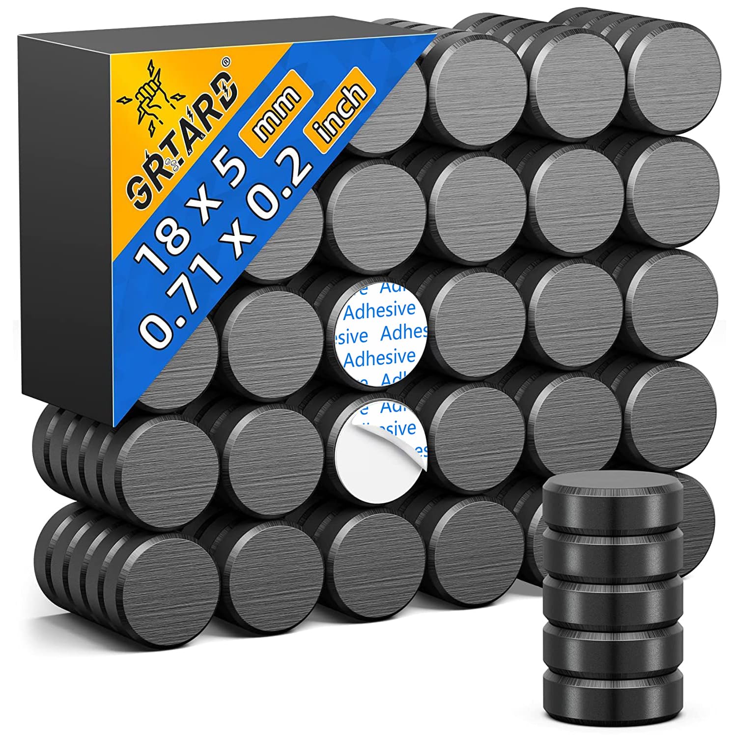 100 Pack Strong Magnet, Fridge Magnets for Crafts, Ceramic Magnets with Adhesive Backing, Flat Circle Ferrite Industrial Magnet for Craft, DIY, Science, Hobbies, Project, 0.7'' D x 0.19'' H