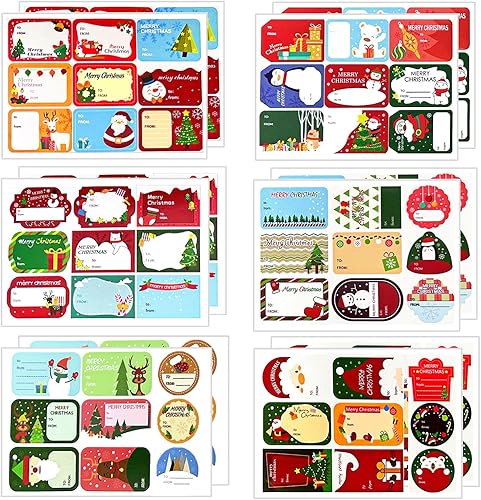 Etiquetas adhesivas de Navidad, 108 etiquetas de Navidad, etiquetas de regalo de Navidad, etiquetas de regalo de Navidad, etiquetas adhesivas de