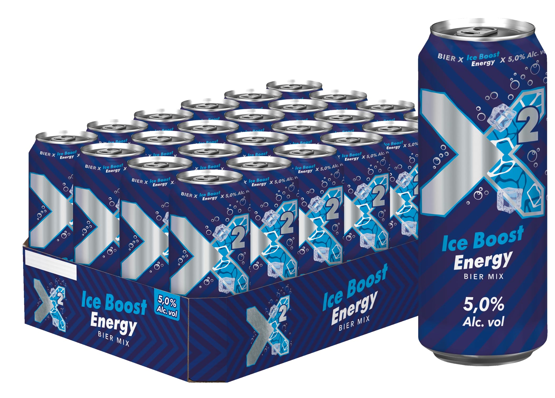 X QUADRAT® - X² Ice Boost Energy - Biermix mit Energydrink - Dosen-Bier (24x0,5L)