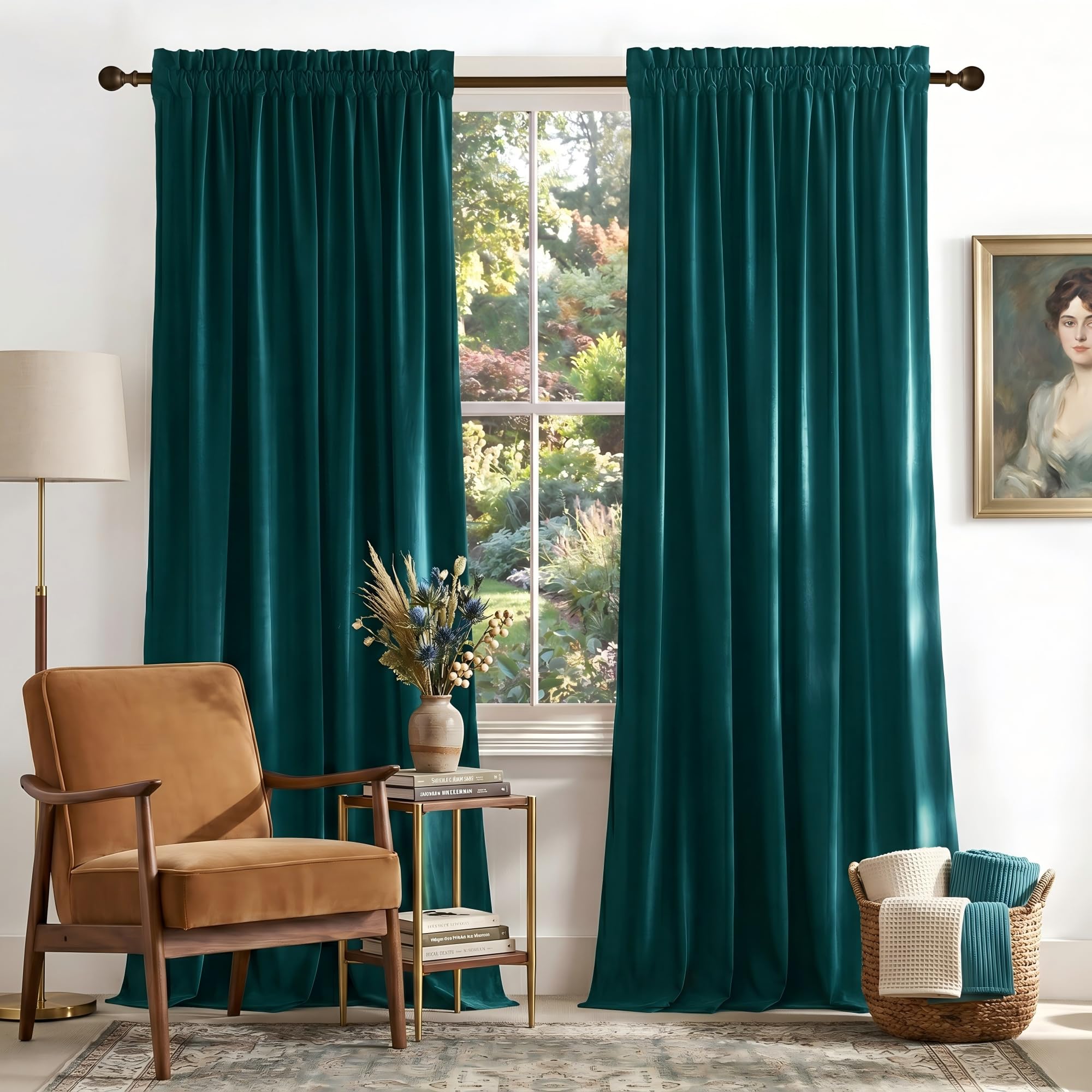 Amazon.com: NICETOWN Teal Curtains for Living Room, Rod Pocket