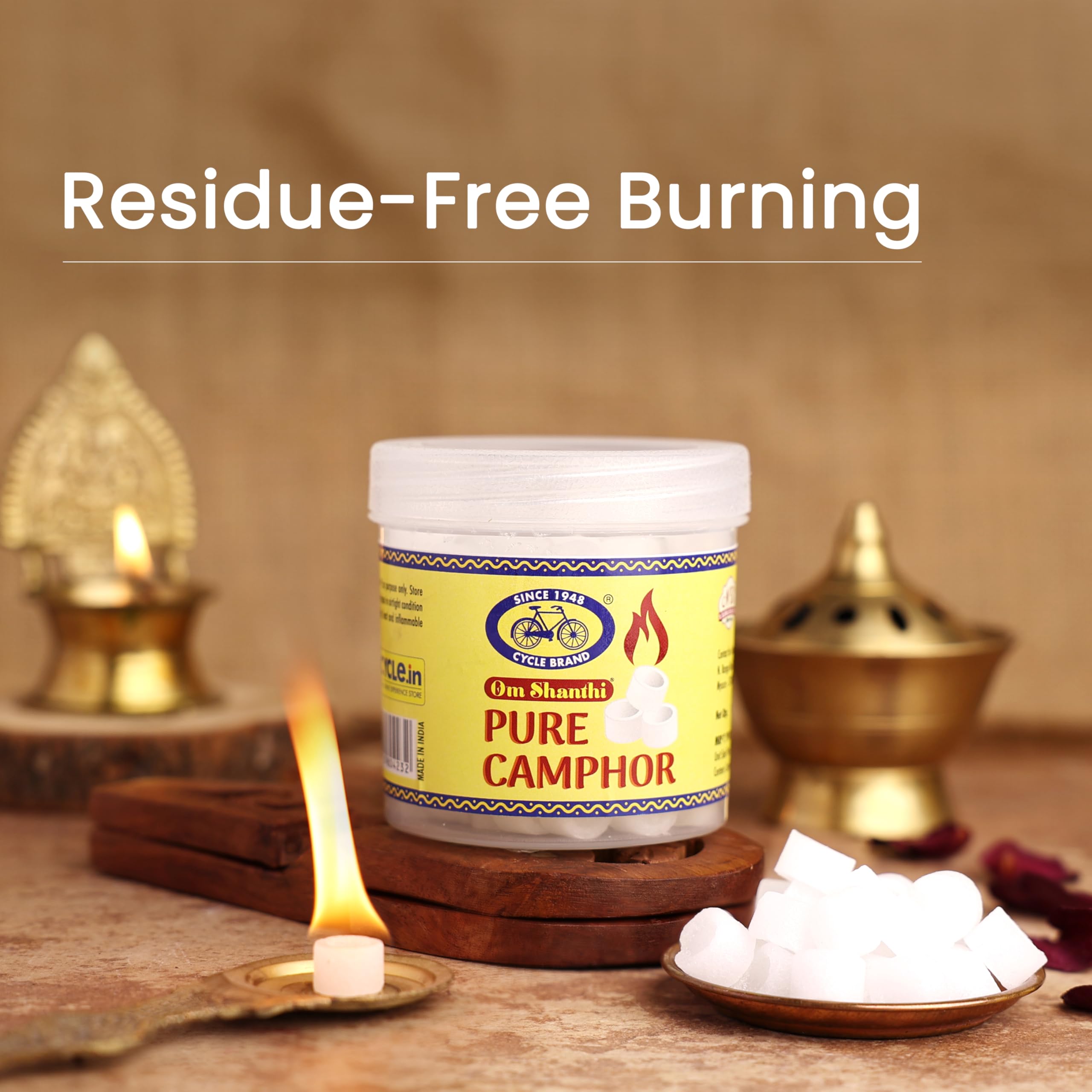 Cycle Pure Om Shanthi Pure Camphor Tablets | 100g | Natural & Residue-Free | Long-Lasting Fragrance - Image 4 thumbnail