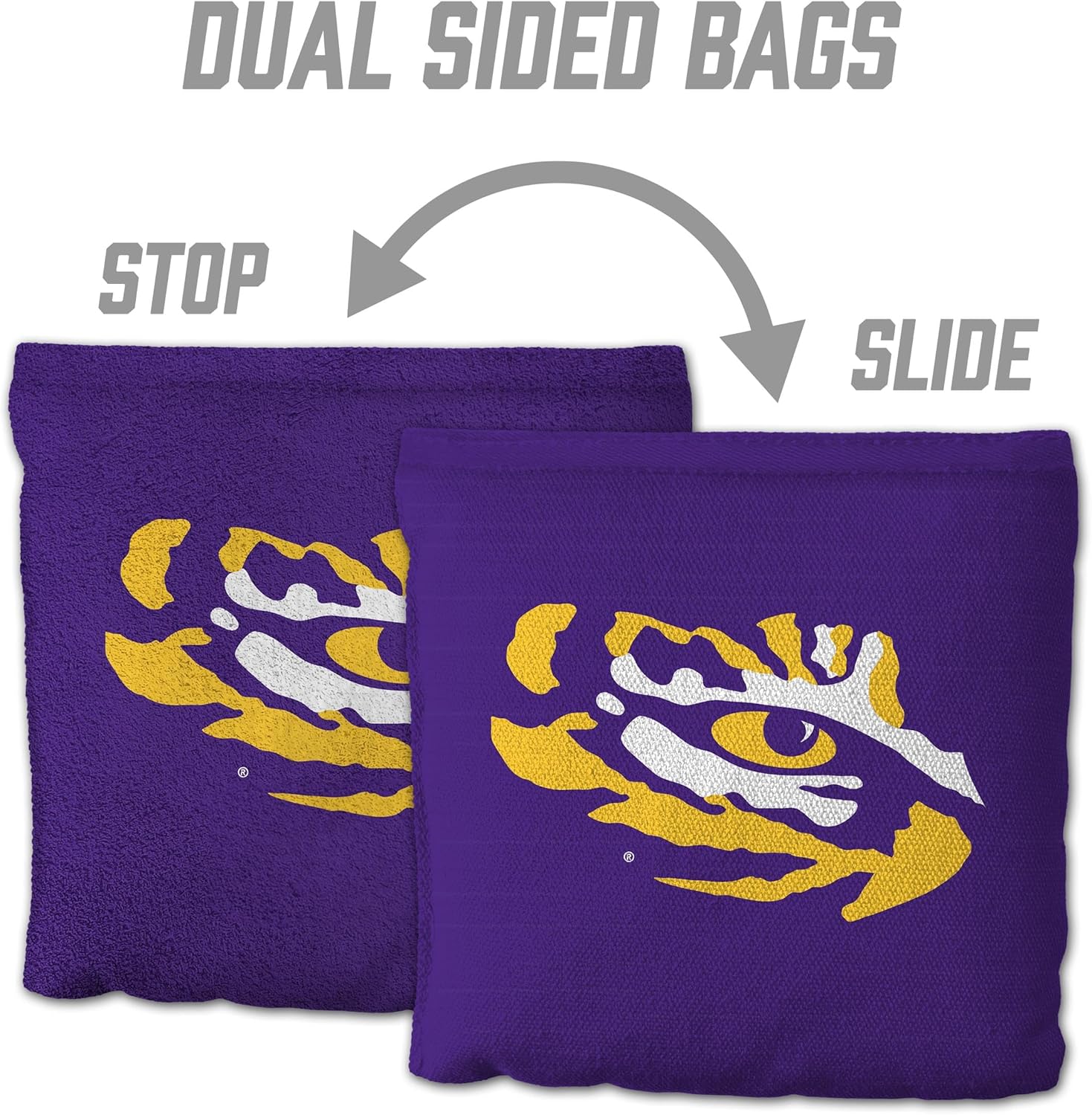 YouTheFan Officially-Licensed NCAA Set of 8 Cornhole Bags - All Weather Dual Sided Slide & Stop - Regulation Size with Carry case