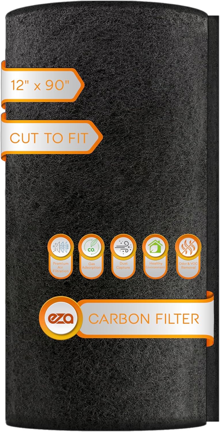 Premium Charcoal Activated Carbon Fiber Replacement Air Filter AC10, Cut To Fit AC10 for AC Vent, Floor Vent, Aquarium, Kitchen Compost Bin & More (12" x 90" x 0.15")