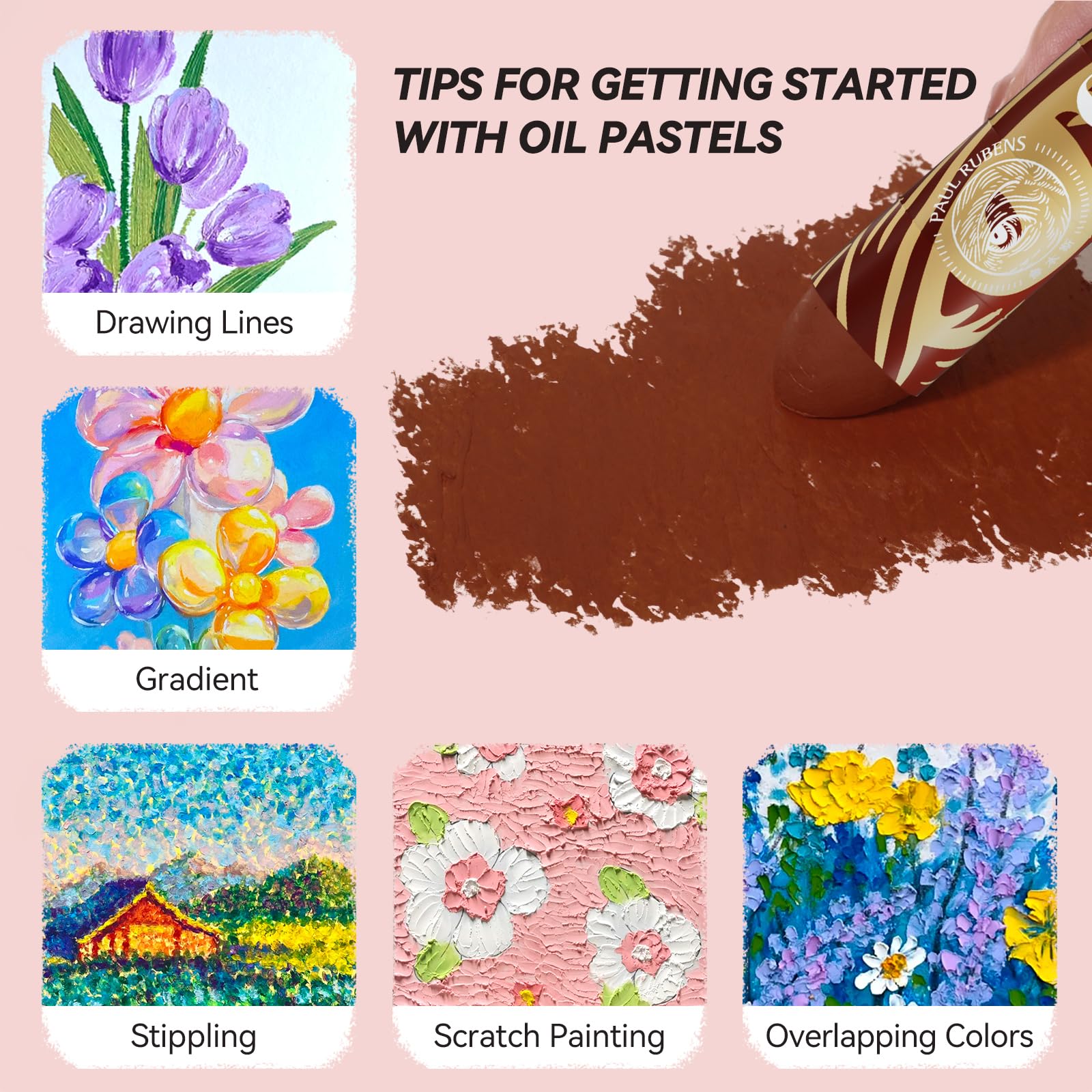 Paul Rubens Pastele olejne, 12 kolorów portretowych Super Jumbo HaiYa Artist w odcieniach skóry, miękkie pastele olejne, żywe i kremowe, materiały plastyczne dla artystów, początkujących, studentów