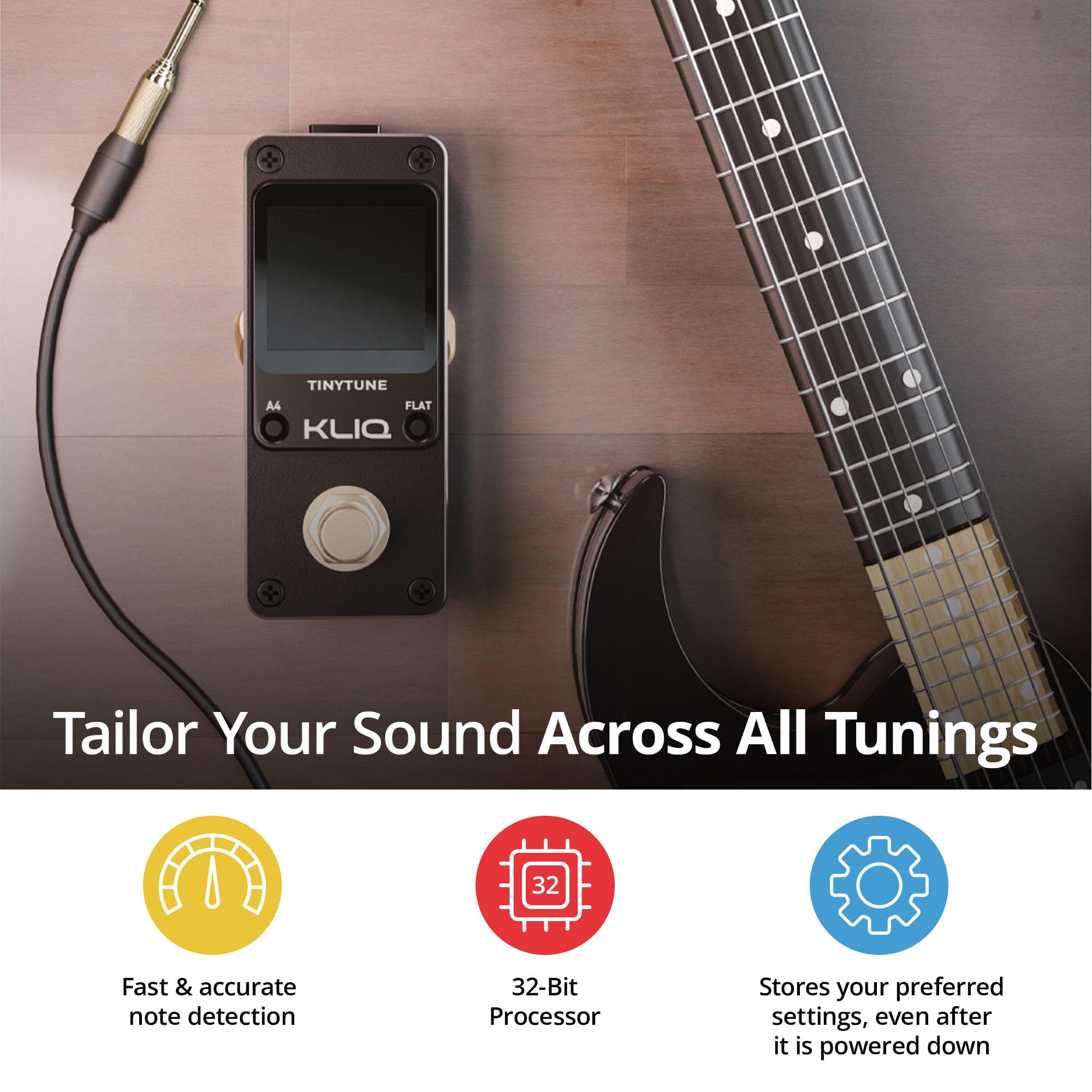 Amazon | KLIQ Music Gear ギターとベース用チューナーペダル - ミニ