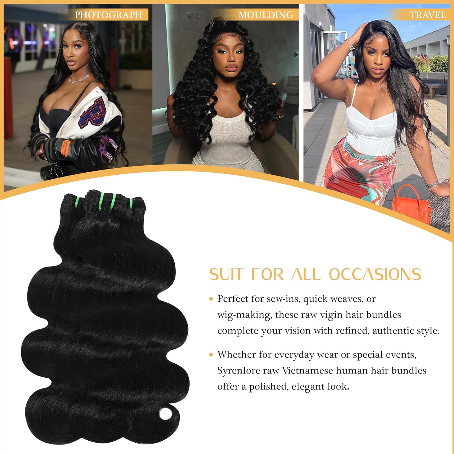 Raw Vietnamese Bundles Human Hair 20 22 24 Inch Body Wave Sew In Thick Bundles Unprocessed Raw Vietnamese 100% Virgin Human Hair Bundles Bodywave Quick Weave 3 Hair Bundles for Black Women