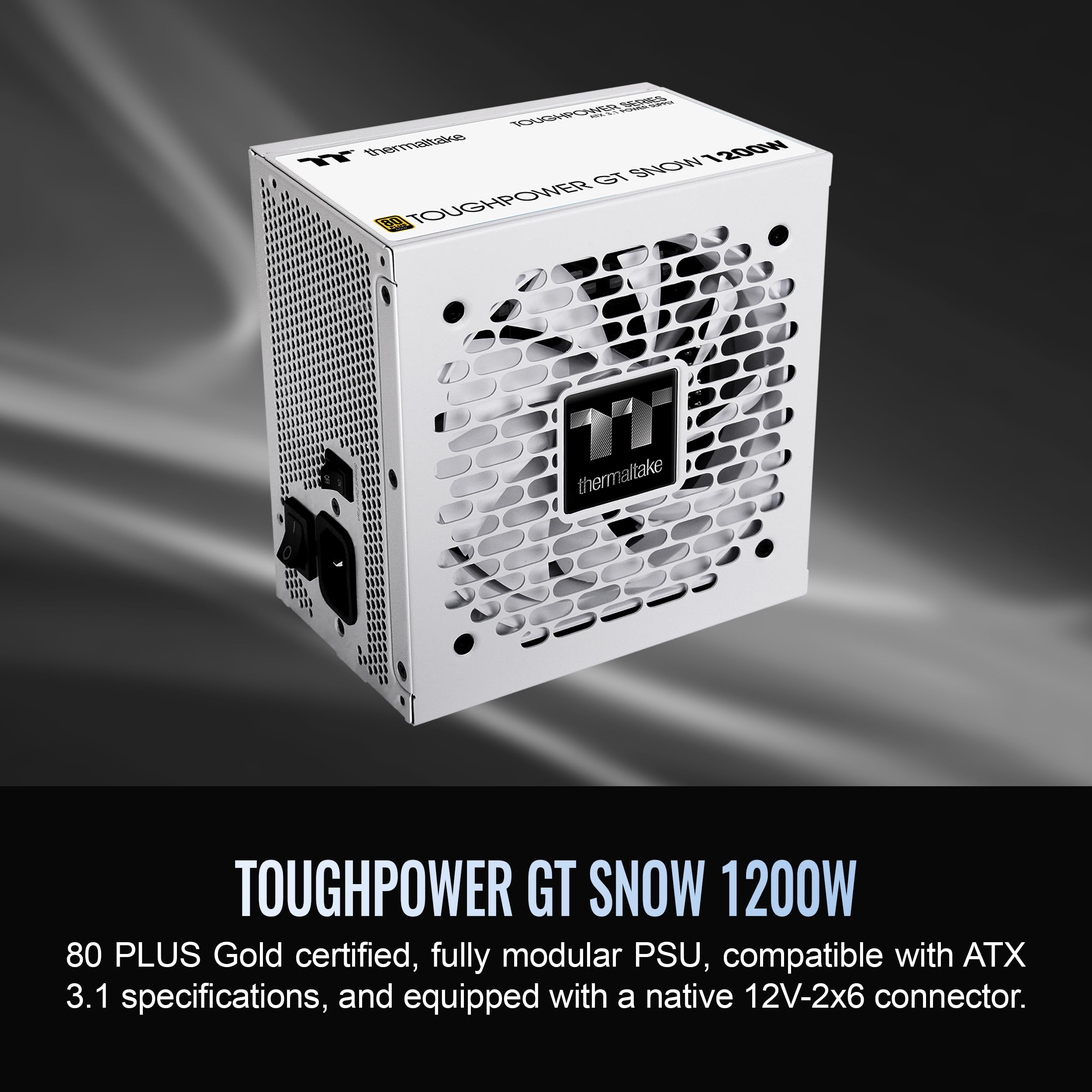 Thermaltake Toughpower GT 1200W ; ATX 3.1 ; x2 native PCIe 5.1 12V-2x6 ; entièrement modulaire ; câbles plats ; connecteurs de couleur assortie ; condensateurs principaux japonais ; 80 Plus Gold ; 140