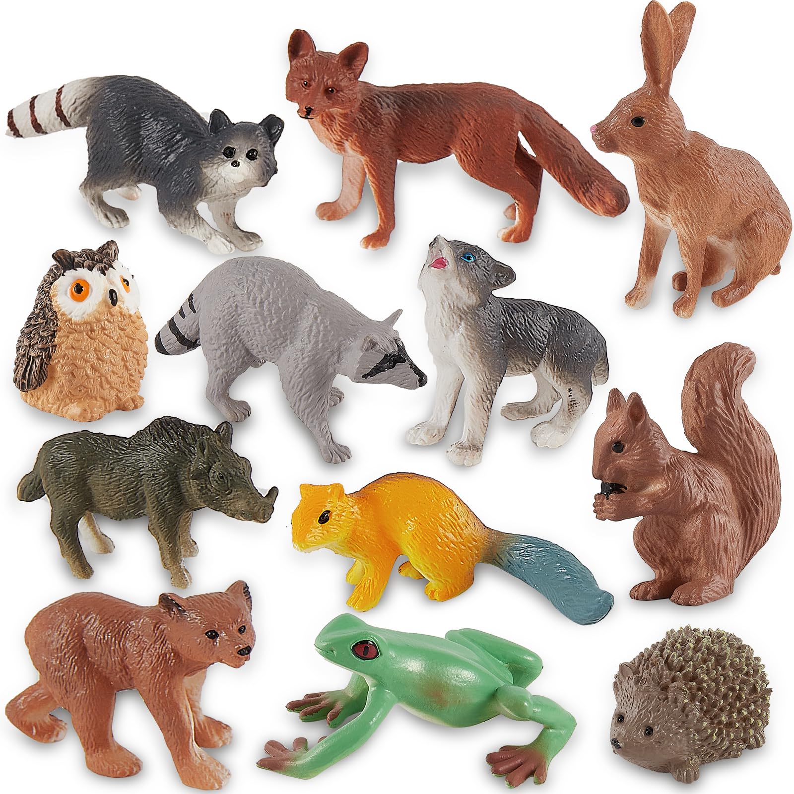 TOEY PLAY Animals Figures for Kids, Forest Animal Toys, Miniature Wild Zoo Animals Playset, Woodland Creatures, Squirrel, Rabbit Toys for Boys Girls 3 4 5 6