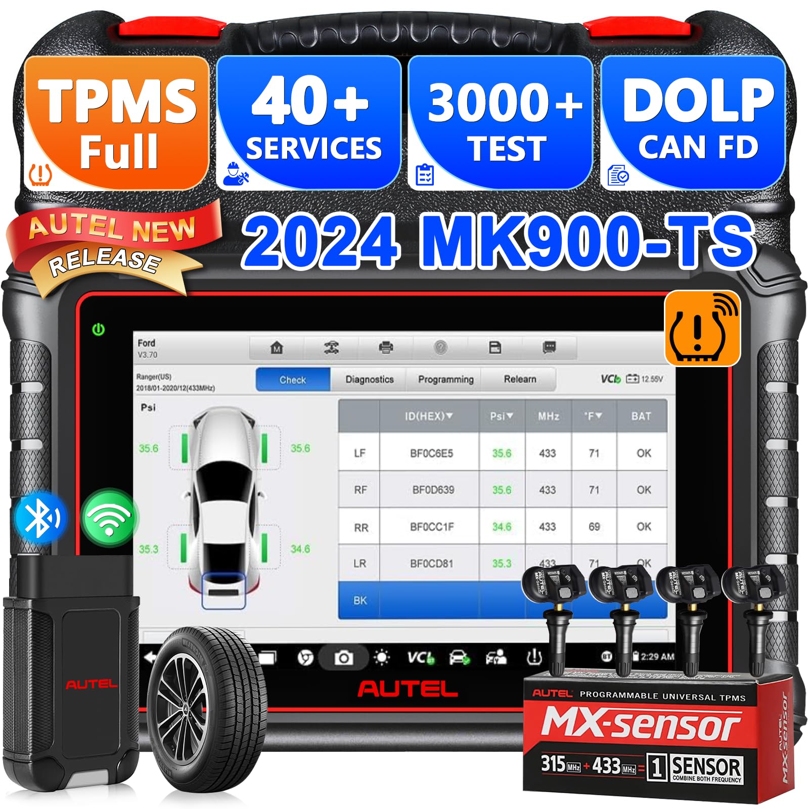 Autel MaxiCOM MK900-TS Diagnostic Scanner - 2025 Bidirectional Scan Tool With TPMS & 40+ Services