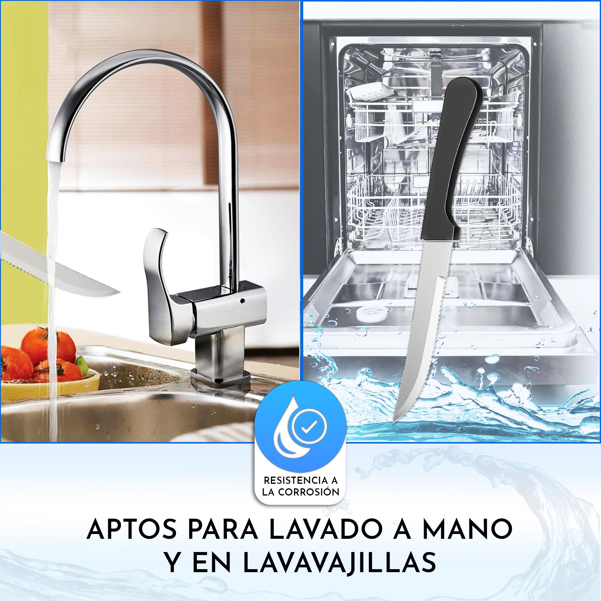 Cuchillos carne mesa de acero inoxidable 24 uds – Siempre afilados con filo sierra – Corte sin esfuerzo para bistec y chuletón – Ideales para familias y restaurantes – Aptos lavavajillas