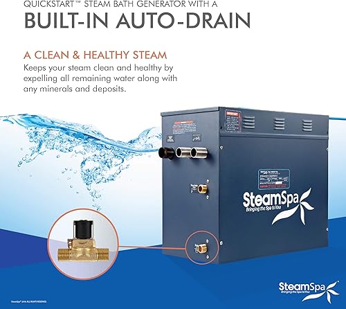 Miniatura 4 de Steamspa Sentry serie 12KW paquete generador de baño de vapor de inicio rápido en cromo pulido  Sauna Home Bath generador de vapor para ducha con