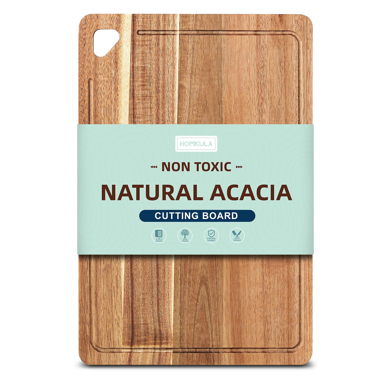 HOMKULA Small Wood Chopping Board for Kitchen with Hanging, 25.5x18 CM