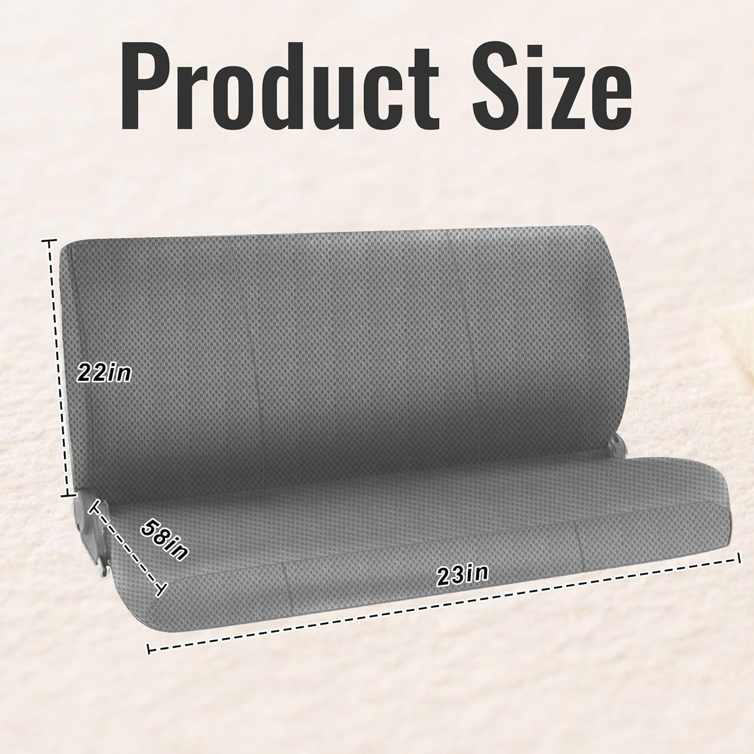 Front Solid Bench Seat Cover Universal Fits for Ford for Chevrole for Dodge and Full Size Pickup Trucks - Front Bench Sandwich Fabric with Side Pockets Gray