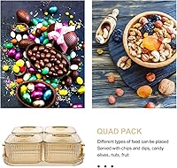Vista 6 de Cabilock Juego de bandejas de aperitivos de 4 secciones con tapa, bandeja de aperitivos para frutos secos, papas fritas, frutas para entretenimiento