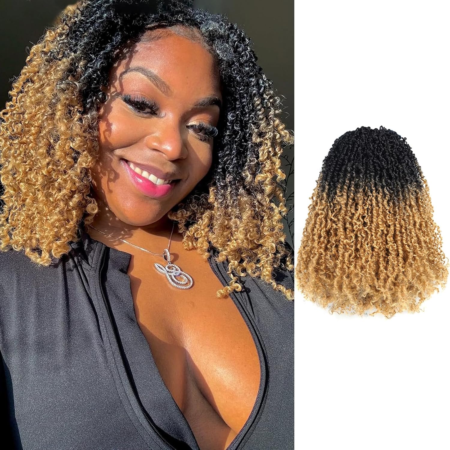 GIX Yanky Twist Crochet Hair - 6 Inch 8 Packs (30 Strands/Pcs) Jet BlackPre-twisted Fluffy Spring Mini Twist Short Bob Passion Twist, Crochet Braids Braiding Hair (6 Inch, 1#-8P)