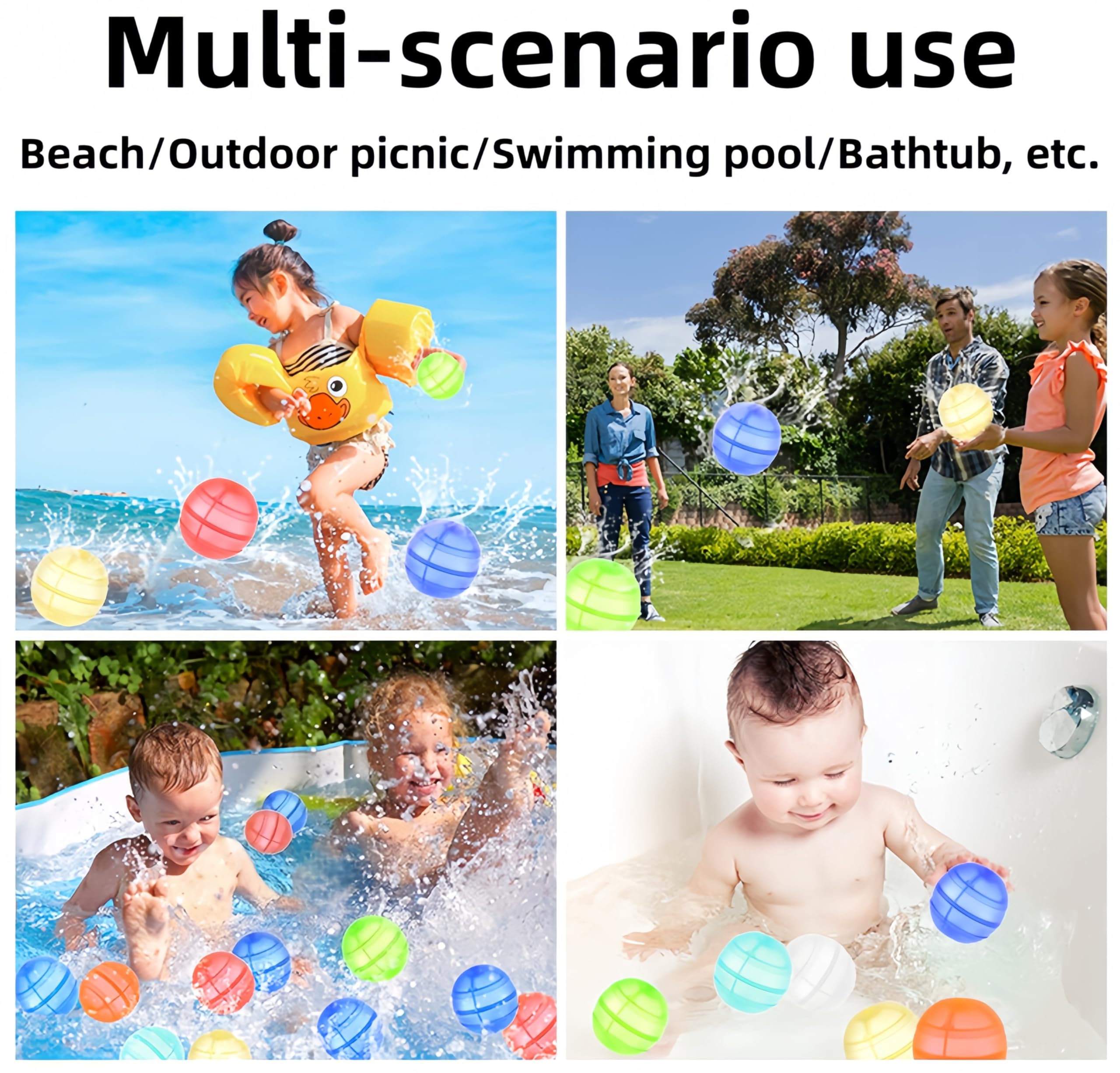 Luthando Wasserbomben Wiederverwendbar - 12 Stück Wasserbomben Selbstschließend mit Netzbeutel, Schnelle Wassereinspritzung Pool Spielzeug Wasserball für Sommer, Schwimmbad, Garten, Poolparty