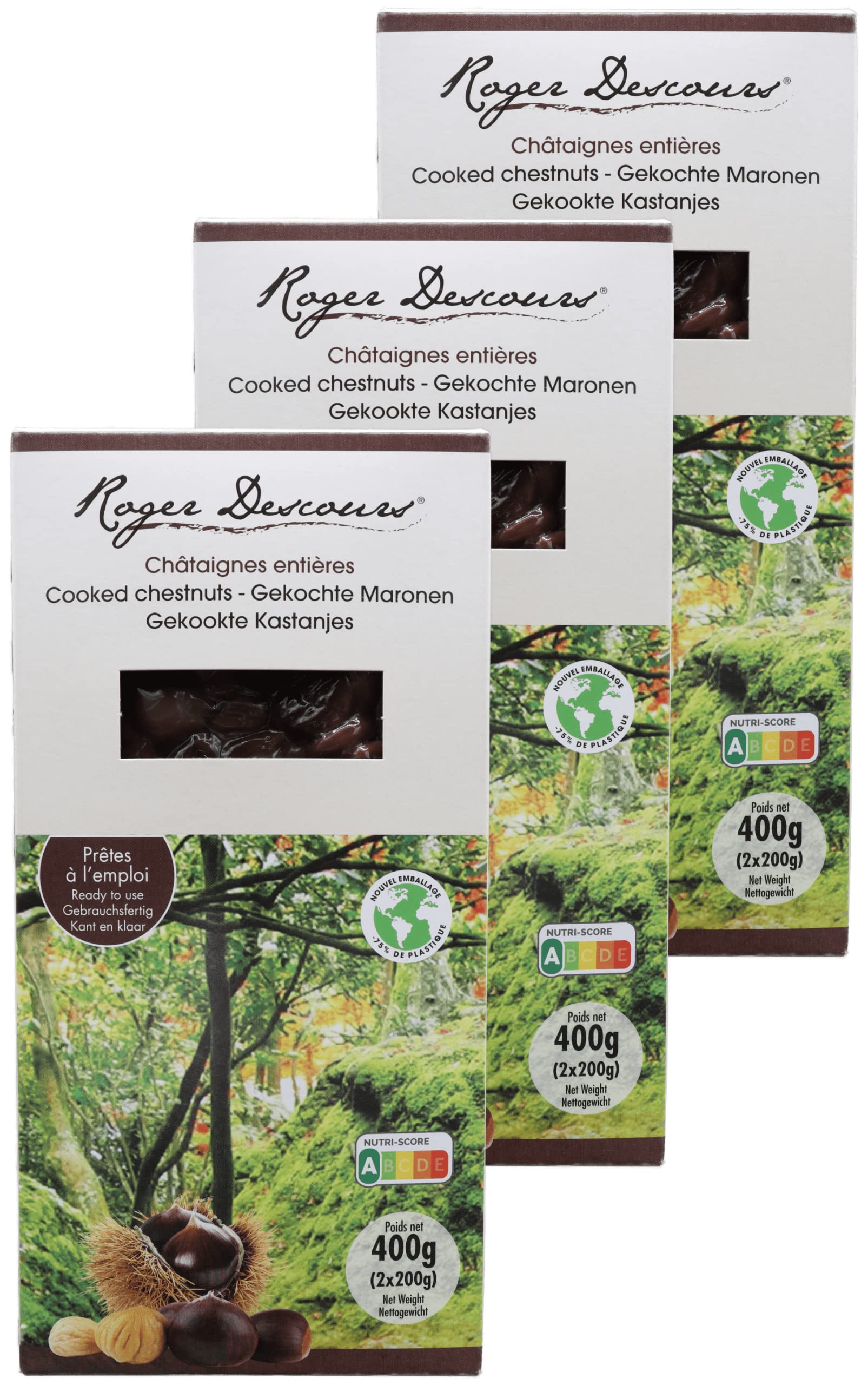 3er Pack Gekochte Maronen - Edelkastanien 3 X 400 Gramm, geschält