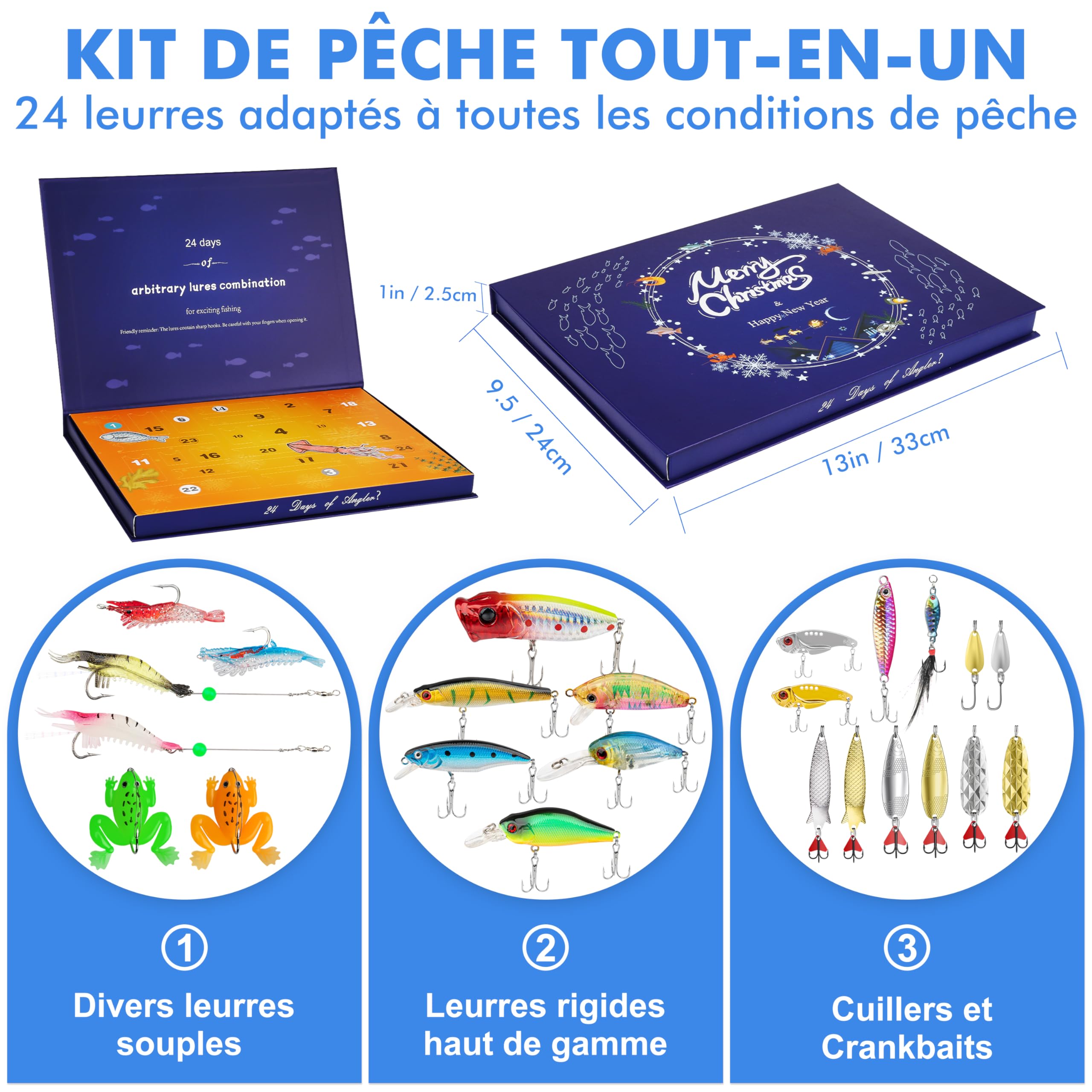 TRUSCEND Kit Complet de Leurres avec Boîte de Pêche et Accessoires Inclus