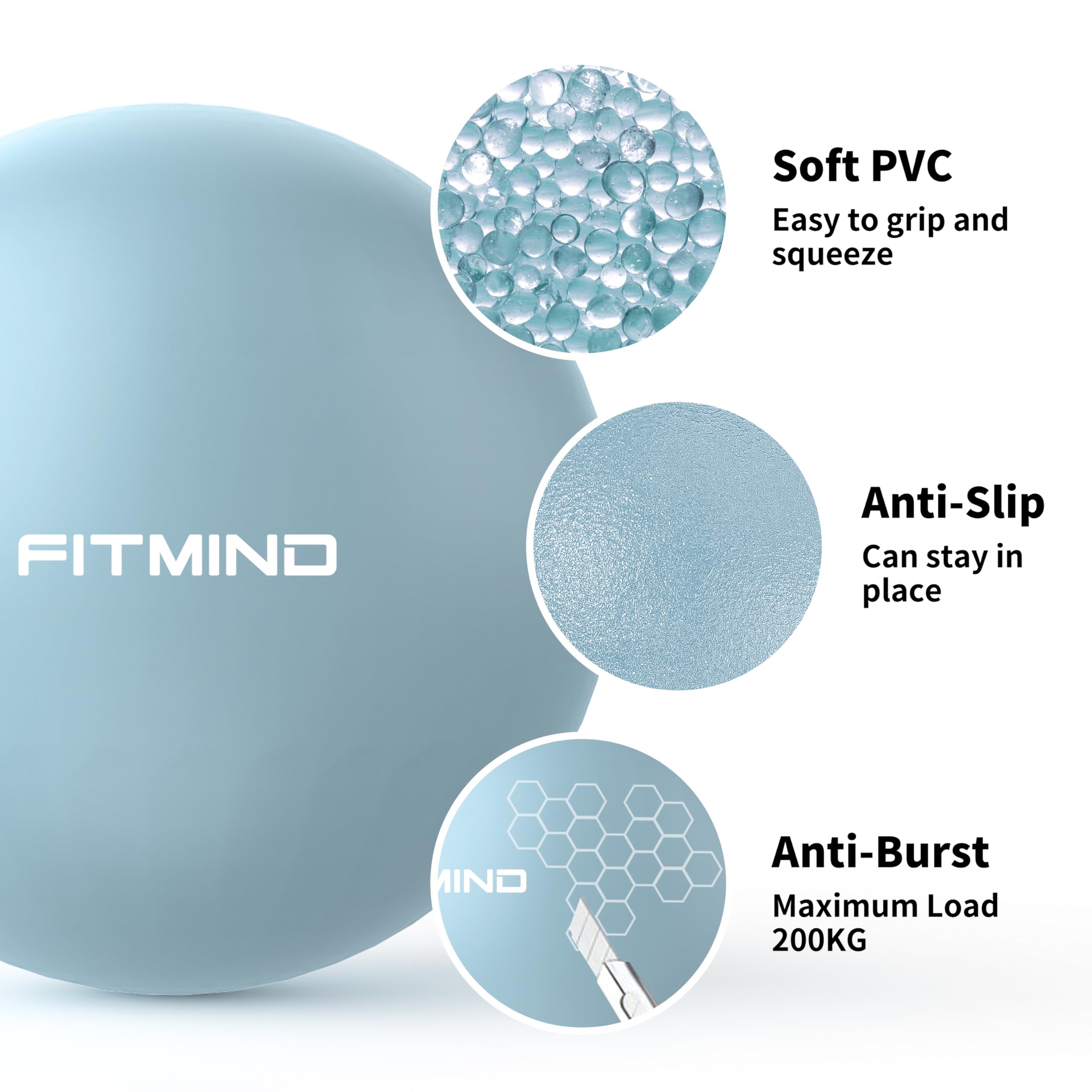 FITMIND Pilates Ball 10 Inches Small Exercise Core Ball With Inflation Straw for Yoga, Stability, Fitness, Ab, Workout, Physical Therapy - Blue