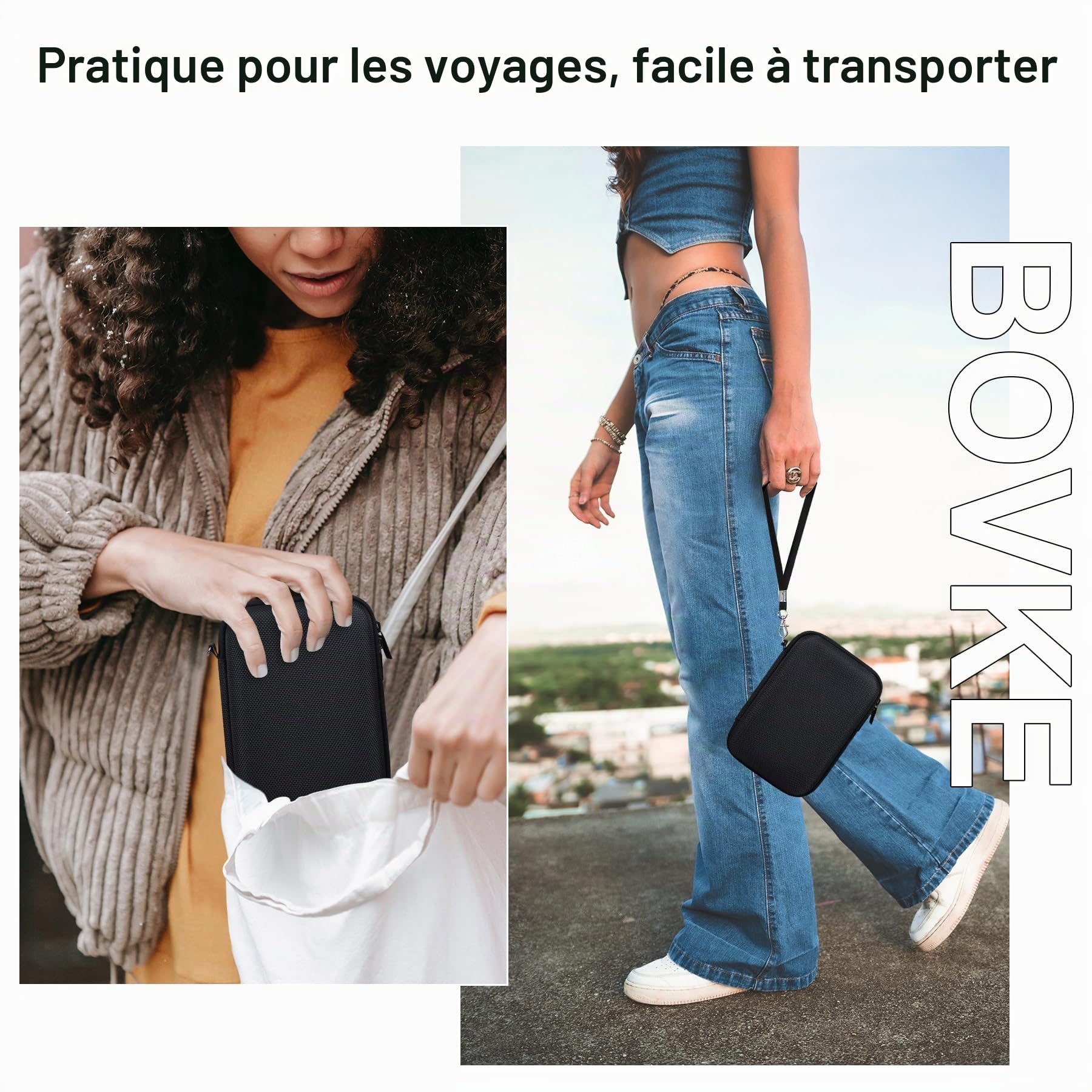 BOVKE Étui de Transport pour Fujifilm X100VI X100V X-E5 Appareil Photo Numérique, Poche en Maille, Noir