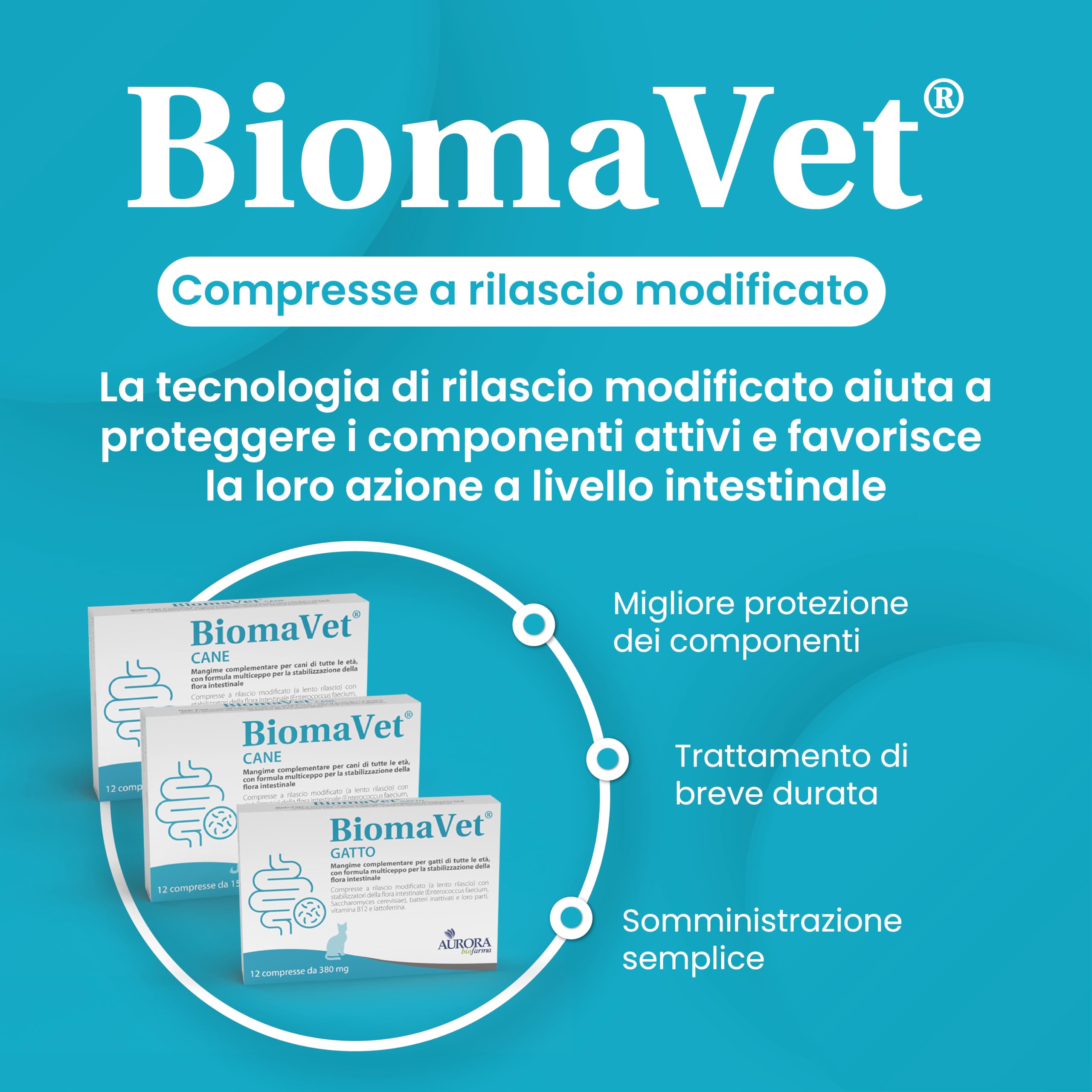 BiomaVet Probiotici Gatto per il Benessere Intestinale - Probiotici per Gatti con Formulazione Multiceppo, Lattoferrina e Vitamina B12-12 Compresse da 380mg