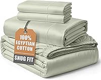 Vista 40 de Sábanas 100% de Algodón Egipcio Tamaño Queen - Naturalmente Refrescantes y Transpirables, Juego de Sábanas Queen de 4 Piezas con Tejido de Satén