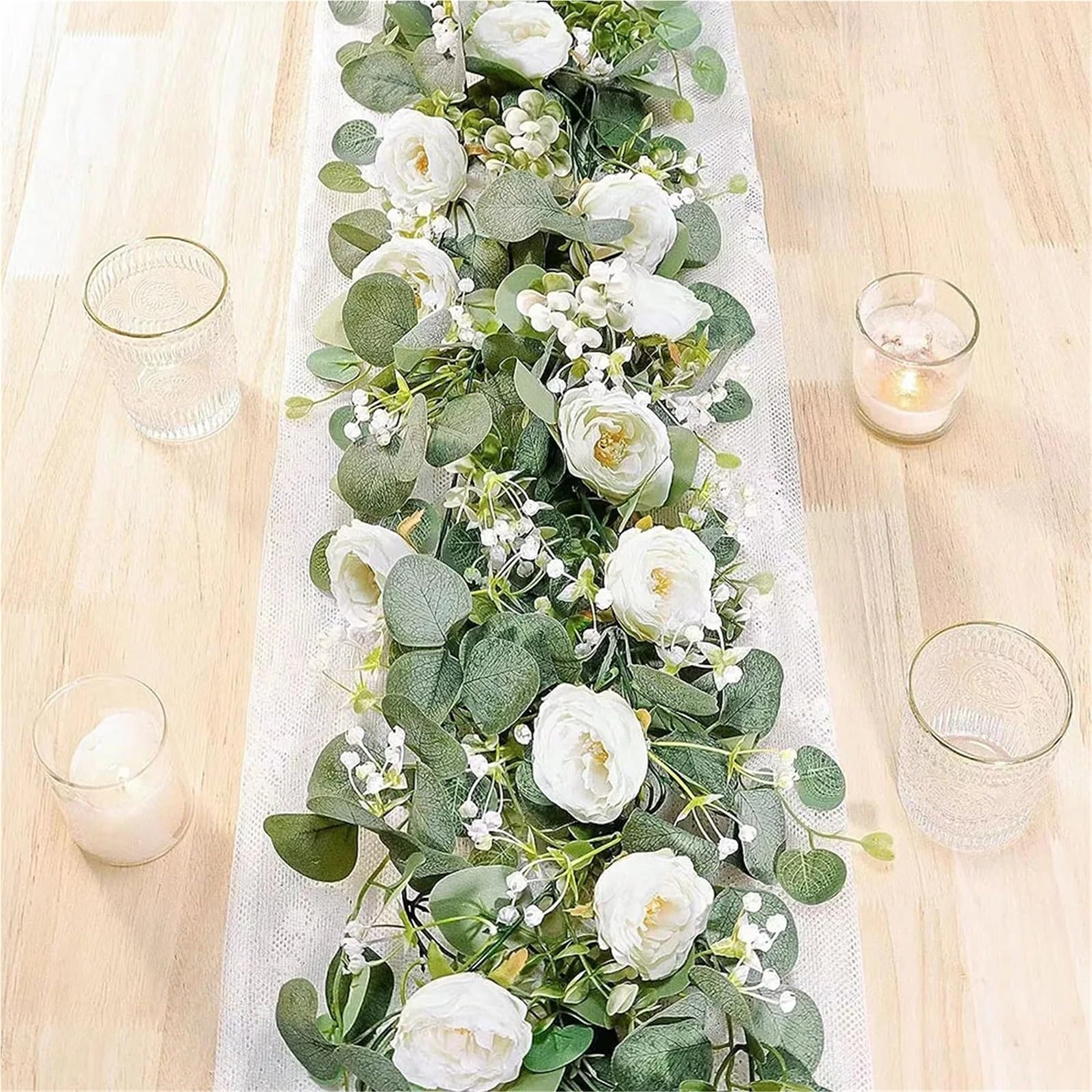 Elegante 6FT künstliche Girlande mit realistischen Rosen und Blättern Rosenranken für Hochzeit, Deko