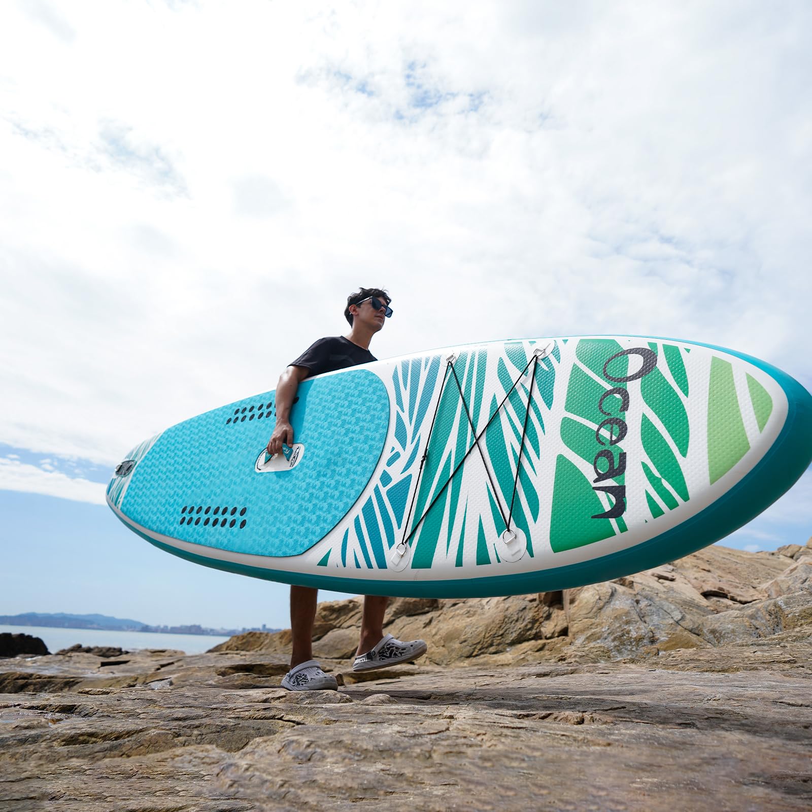 FunWater Nadmuchiwana deska surfingowa SUP, kompletny zestaw akcesoriów do paddleboardingu, regulowane wiosło, pompka, plecak podróżny, smycz bezpieczeństwa, wodoszczelne etui na telefon komórkowy