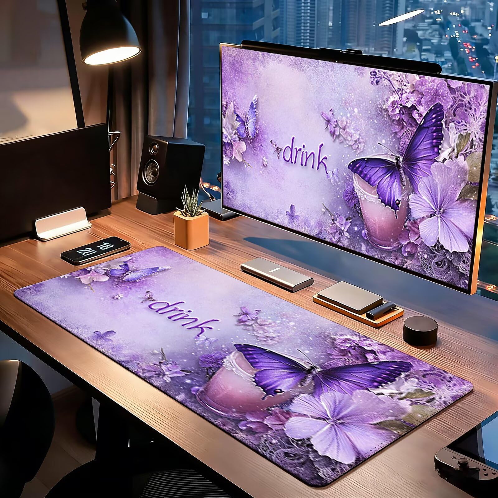 Tappetino Mouse Gaming, 900x450mm Tappetino Mouse XXL Viola 0c0-786