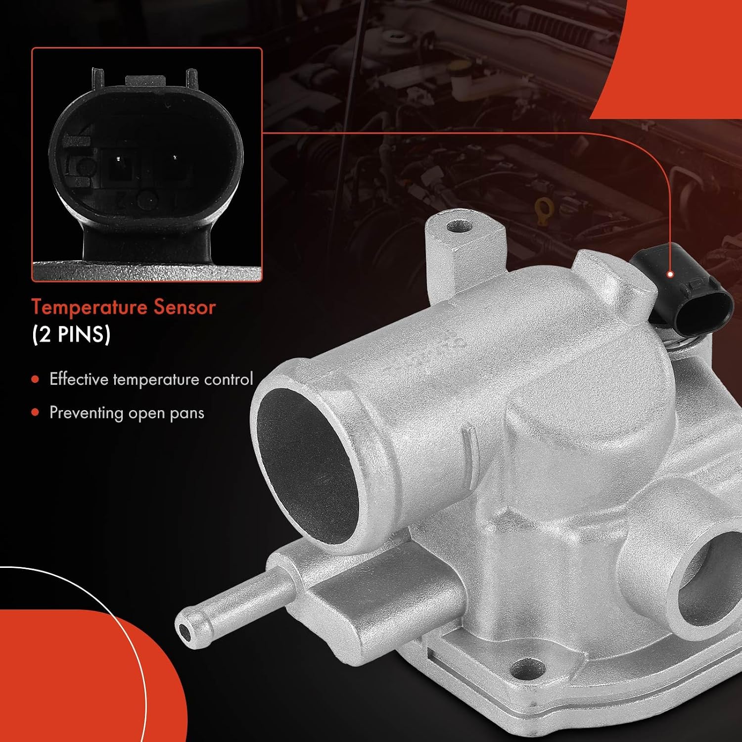A-Premium Upgraded Aluminum Engine Coolant Thermostat Housing Assembly