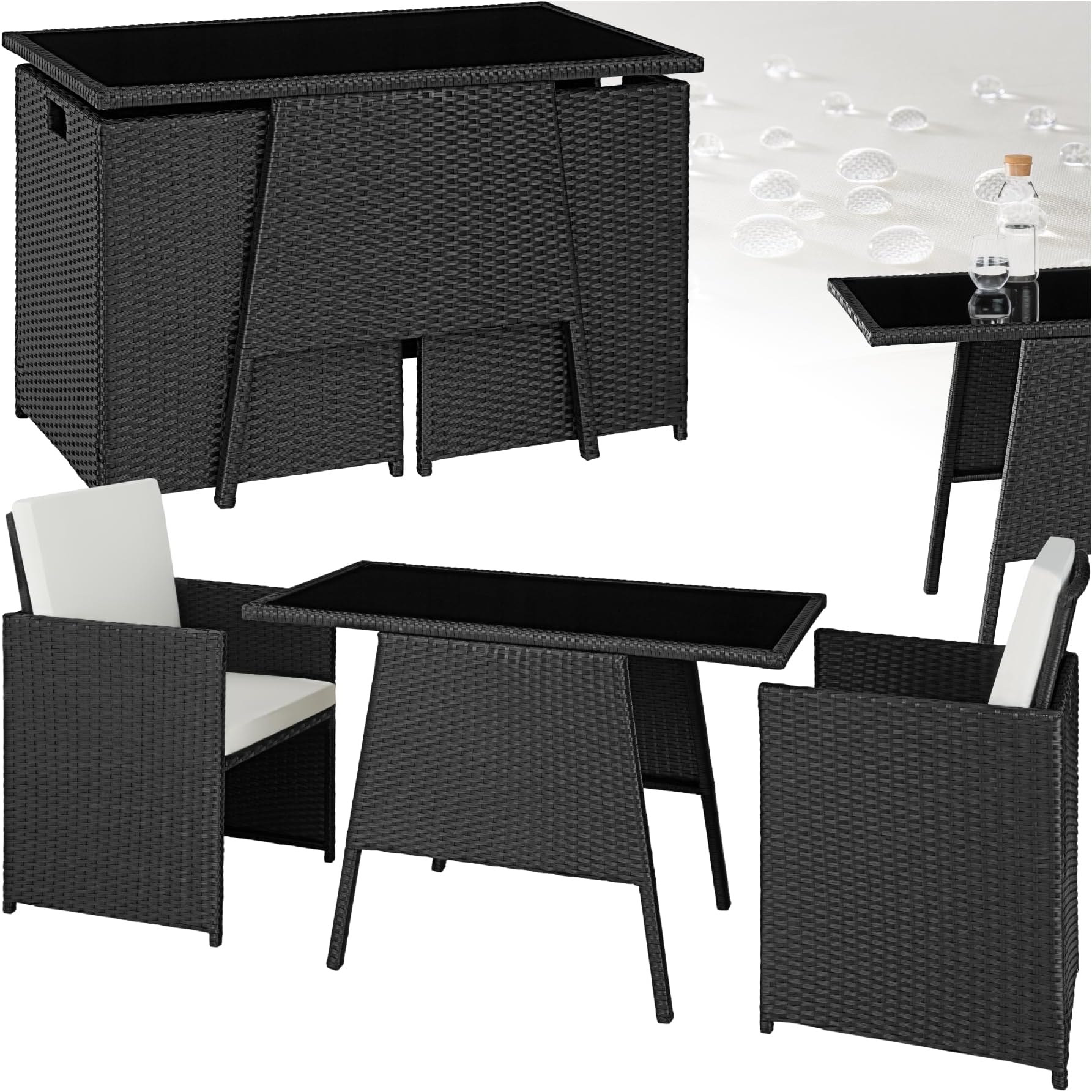 TecTake® Ensemble Salon de Jardin Exterieur en Poly Rotin 4 Personnes TecTake® Ensemble Salon de Jardin Exterieur en Poly Rotin 4 Personnes