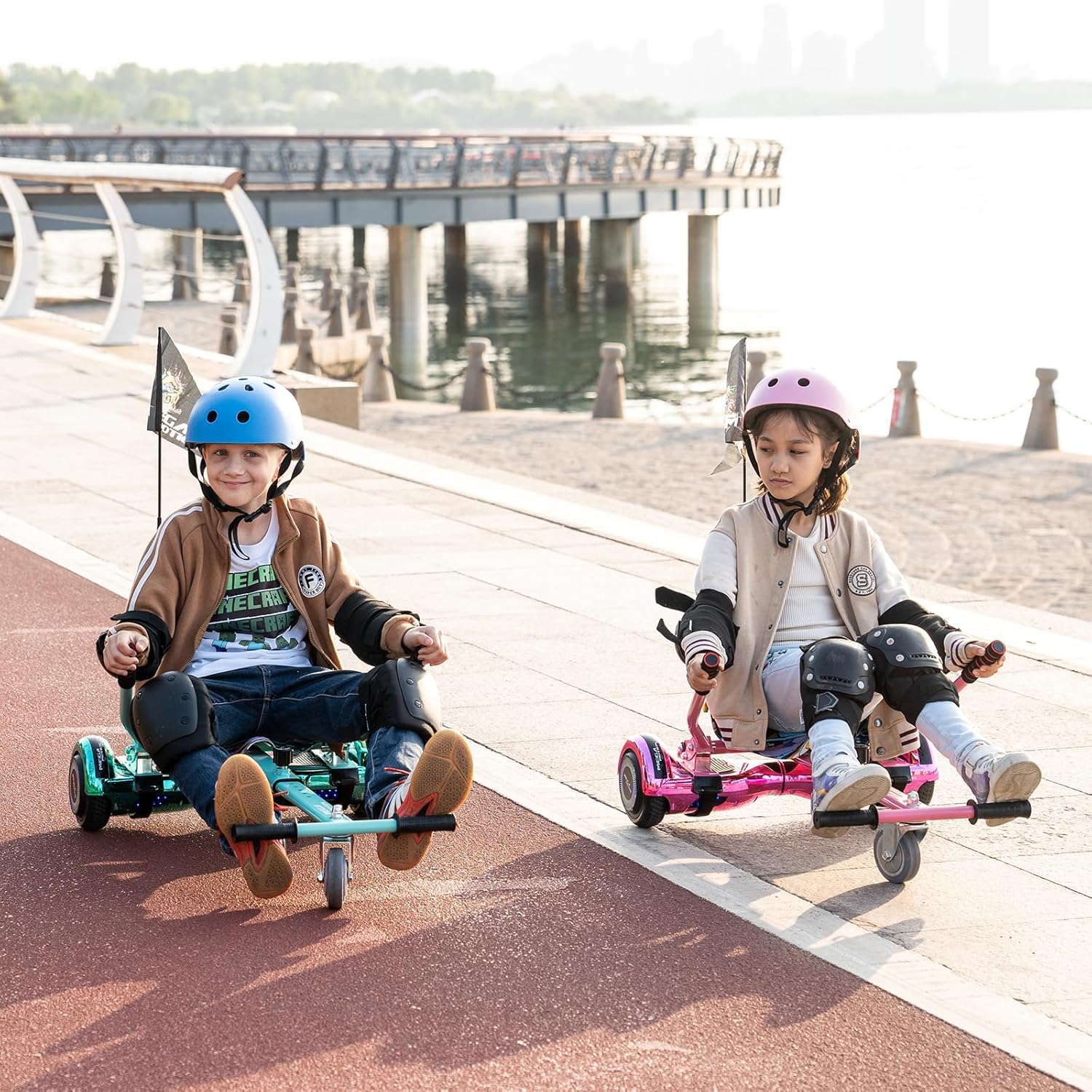 MEGA MOTION 6.5 Zoll Hoverboards mit Sitz für Kinder, Geschenk für Kinder, mit Bluetooth-Lautsprecher-leistungsstarkem Motor, mit LED-Leuchten