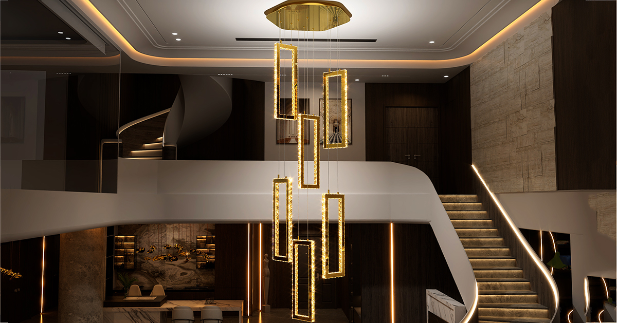 ykolupty H158 Modern Chandelier 12 Rings Gold Chandelier Lighting