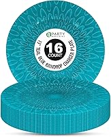 Vista 16 de PARTY BARGAINS Platos de carga de plástico de 13 pulgadas, diseño de gota de lluvia, azul, cargadores de mesa redonda desechables para bodas