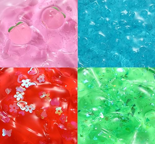 Miniatura 3 de Kit de limo de cristal transparente para niñas de 10 a 12 años, cubo de gelatina rosa melocotón, limo crujiente, amarillo, morado, verde y azul,