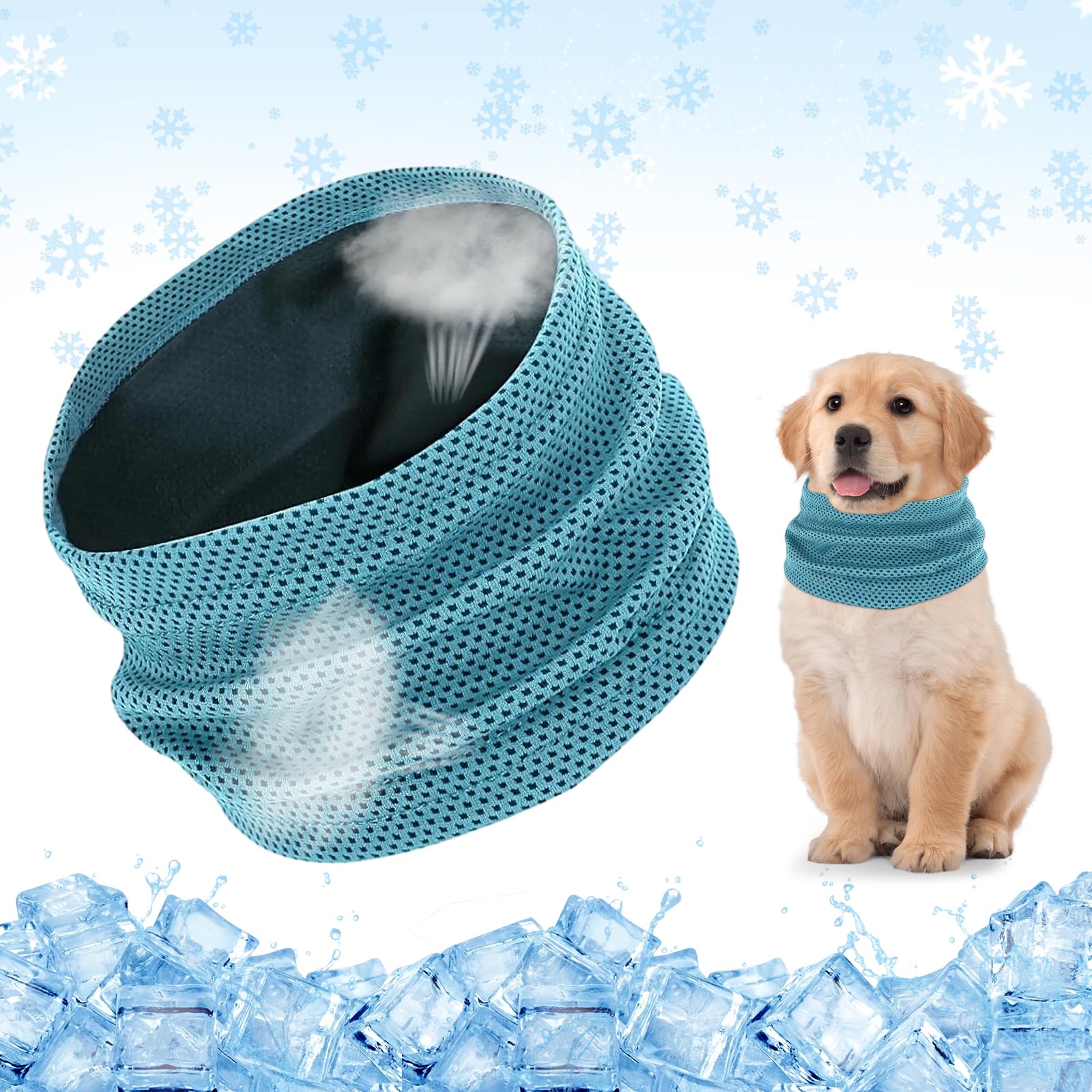 Collare di Raffreddamento per Cani, Collare Rinfrescante per Cani, Bandana Refrigerante per Canis, Collares Refrigerante Cane per Rinfrescare gli Animali Domestici in Estate (Blu, L)