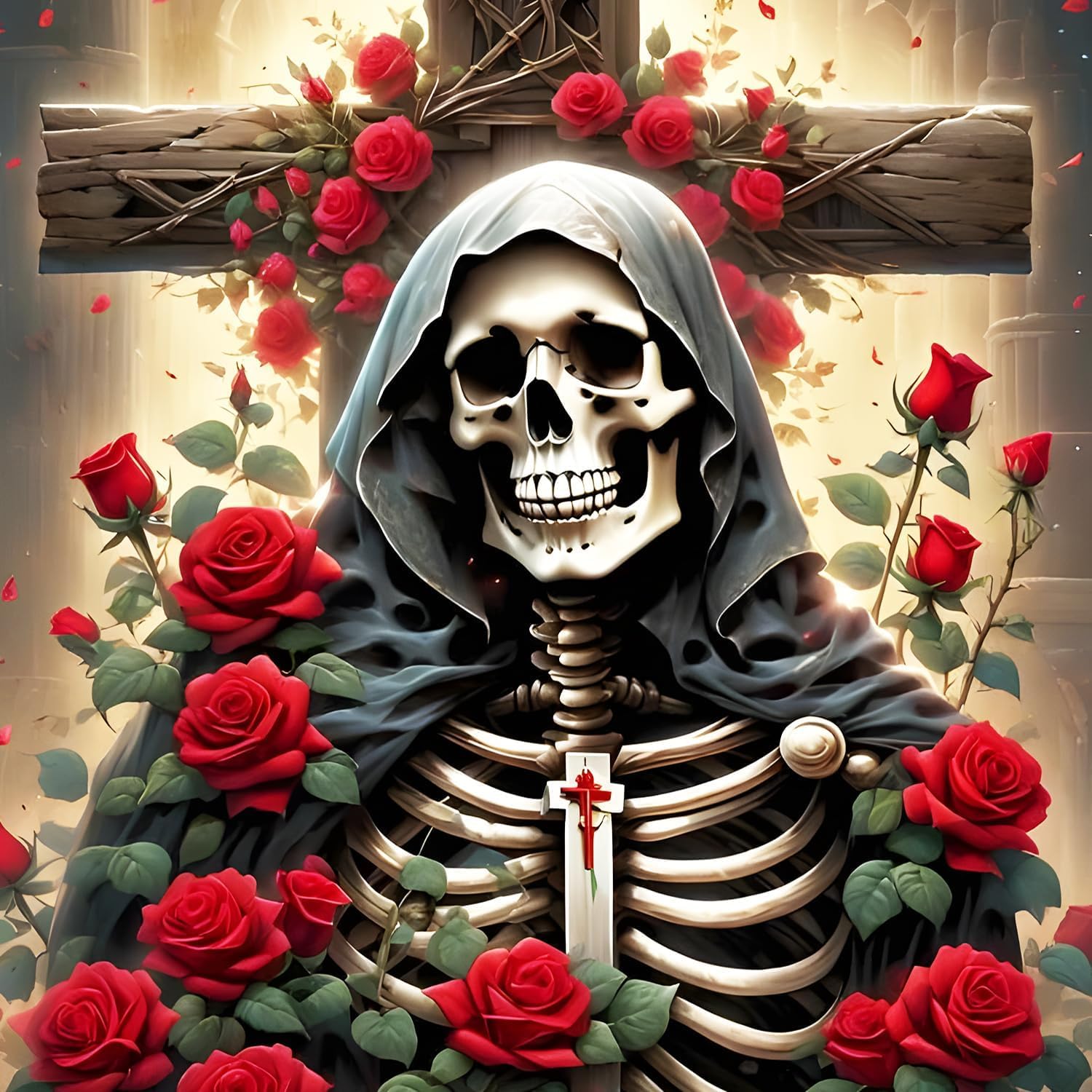 FanZheZhe 11Ct Cross Stitch Kits，Count Counted Stamped Pre Printed Cross Stitch Embroidery Kits for Adults Beginners Starter Advanced Easy Crossstitch Cross Rose 11Ct50X70Cm