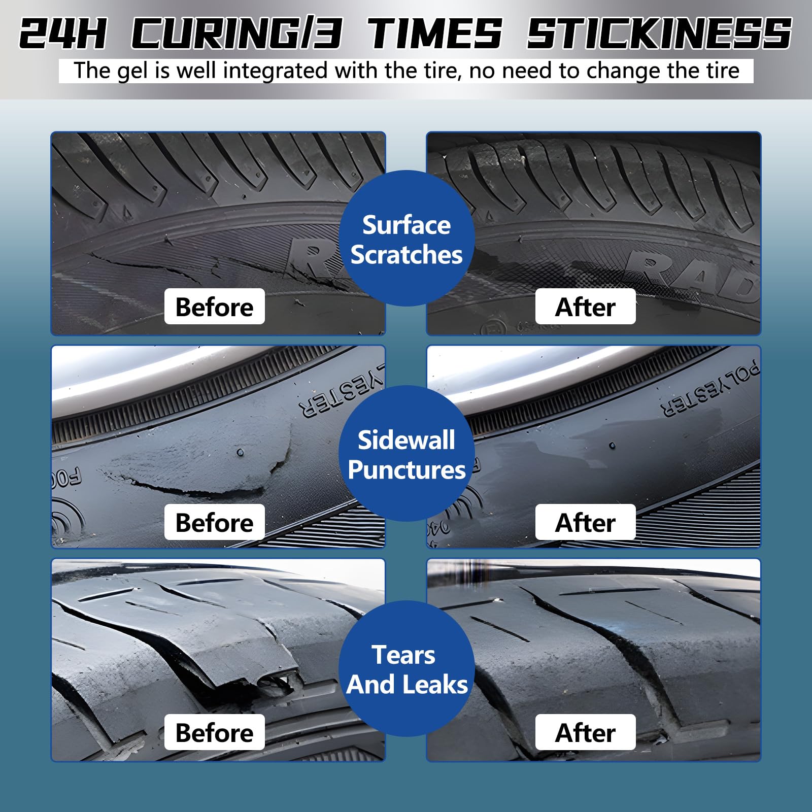 Tire Repair Glue Rubber Cement for Sidewall Fixes Suitable for Car Motorcycle Bike Jeep Off-Road Truck Tractor 20ML — view 3