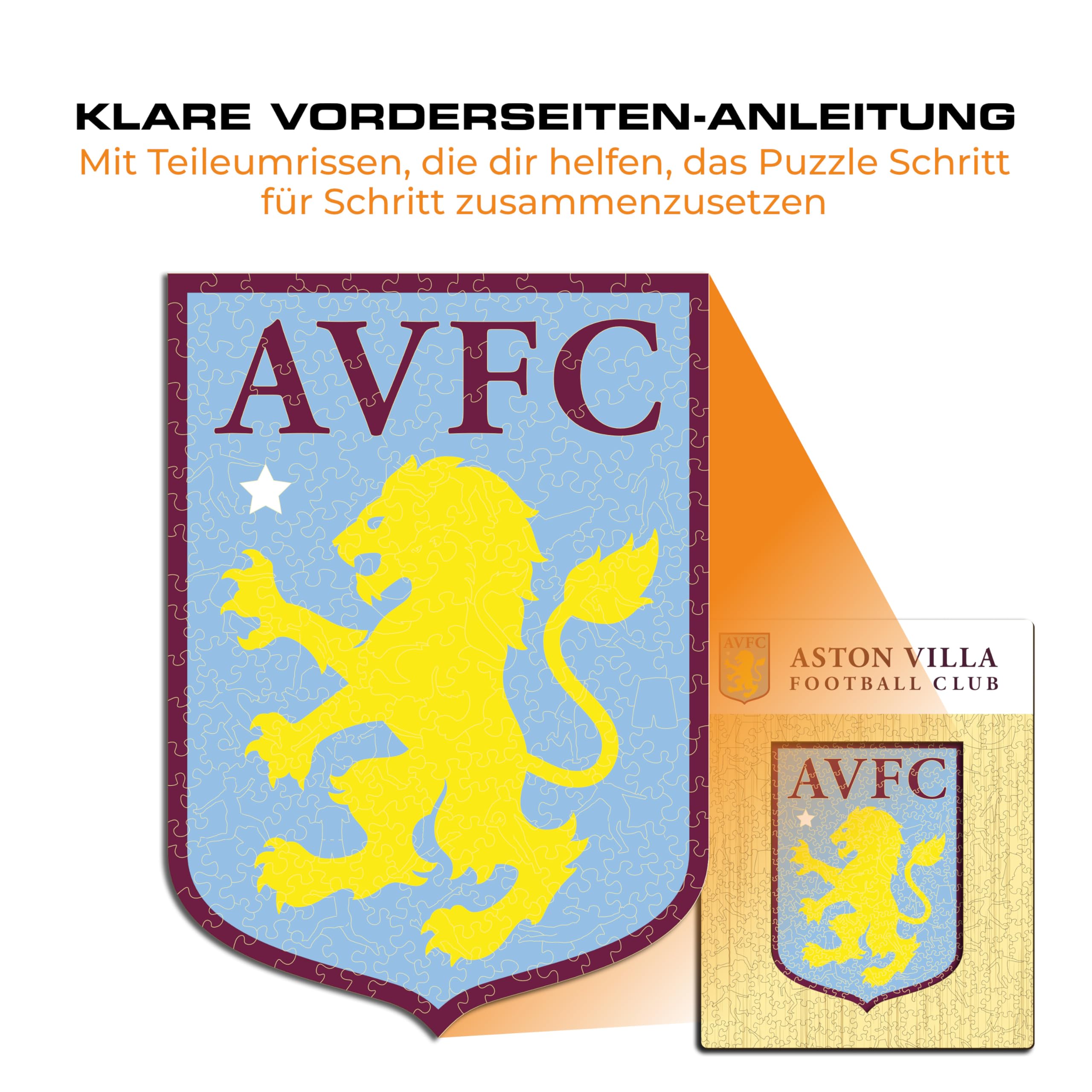 Iconic Puzzles, Aston Villa Crest, 100% ökologisch nachhaltiges Holzpuzzle mit offizieller Lizenz, Größe M, 270 Teile