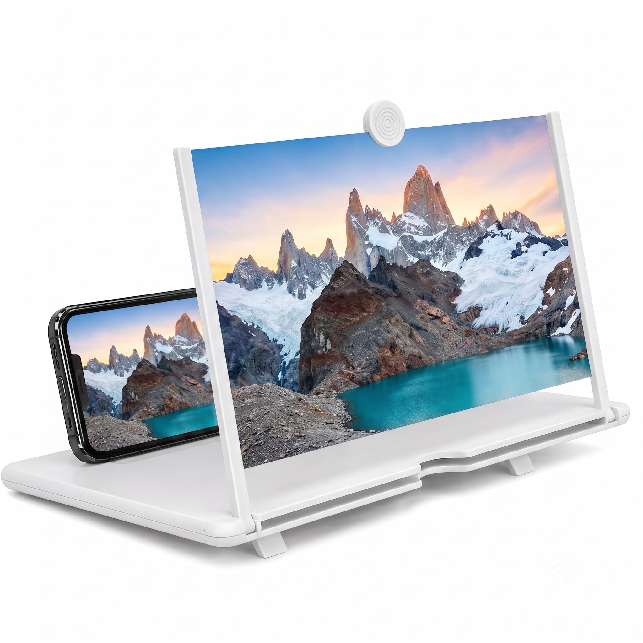 GripDock 14 Inch HD Phone Screen Magnifier with Foldable Stand, Red Color | HD Acrylic Lens, Anti-Slip Silicone Pad, Fits 4.7-7.2 Inch Phones, Adjustable Feet, Travel Friendly | White Color-image-14