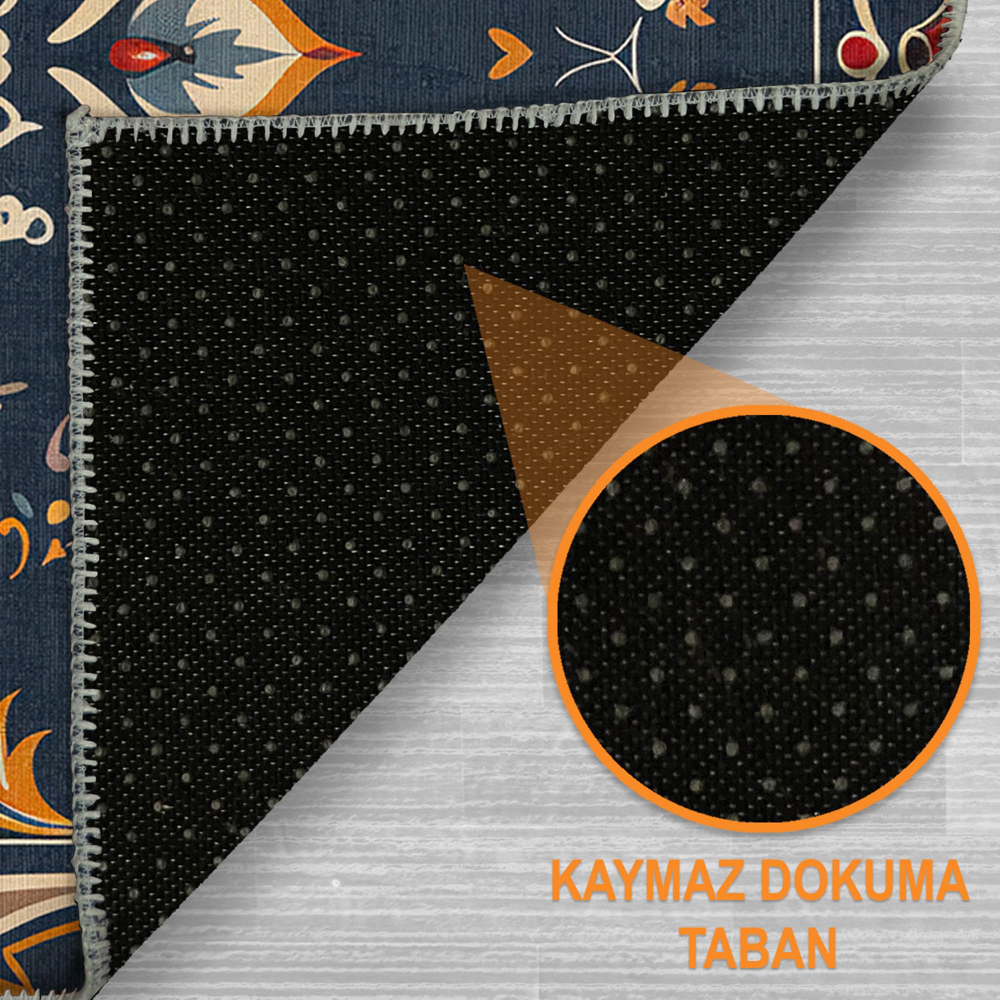 Depoba Andara Vintage Şönil Kaymaz Doğal Pamuk Tabanlı Yıkanabilir Antibakteriyel Çevre Dostu Salon Halısı 140x200