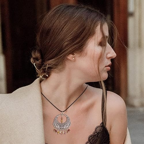 Vista 85 de FASHEWELRY 16 piezas de aretes de turquesa de estilo tibetano, joyería occidental redonda plana, joyería occidental, colgantes de piedras preciosas