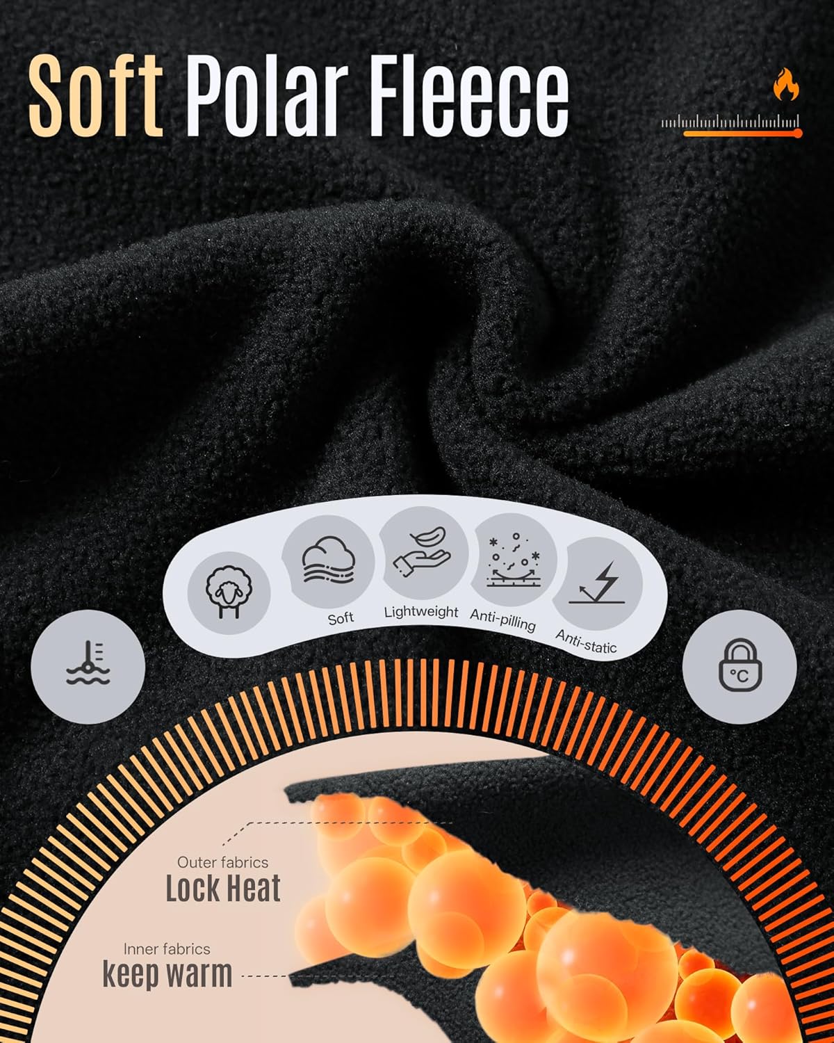 33,000ft Men's Full Zip Fleece Jacket Lightweight Warm Soft Polar Fleece Winter Jacket with Pockets for Casual Hiking Outdoor - Image 4