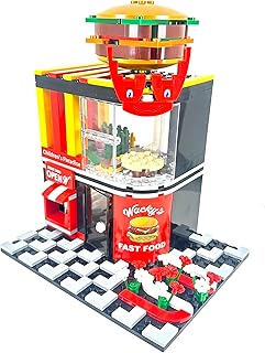 General Jim's City Street Creator Fast Food Burger Joint Modular Restaurant Nicely Detailed Two Level Building Blocks Set for Building Enthusiasts Like Teens and Adults