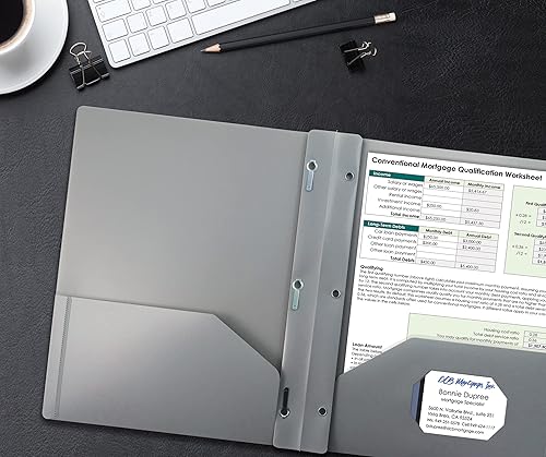 Miniatura 2 de Better Office Products Carpetas de plástico gris con 2 bolsillos, 24 unidades, pesadas, tamaño carta, carpetas de polietileno con 3 pinzas de