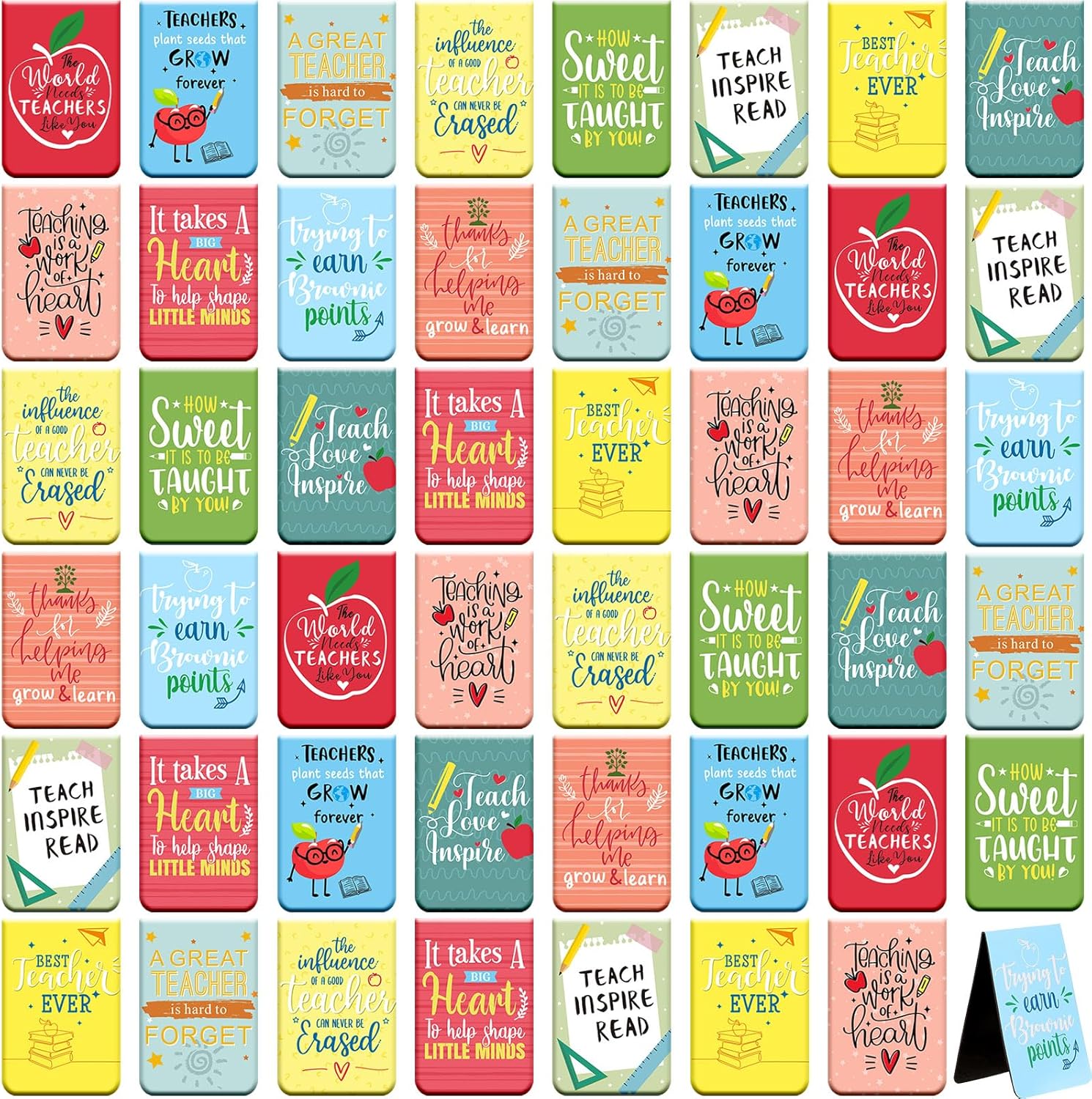 Zonon 24 Pcs Teacher Magnetic Bookmarks Teacher Appreciation Gifts Bulk Thank You Gift from Students Appreciation Bookmarks Inspirational Page Clips for Christmas Teachers Day Graduation Gifts