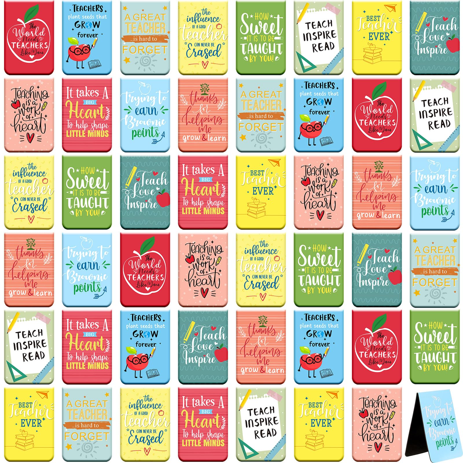 Teacher Bookmark Teachers Appreciation Gifts Thank You Gifts Magnetic Bookmarks Magnet Page Markers Teacher Bookmark Graduation Gift Special Teacher Gifts for Women (48 Pcs) — image 1