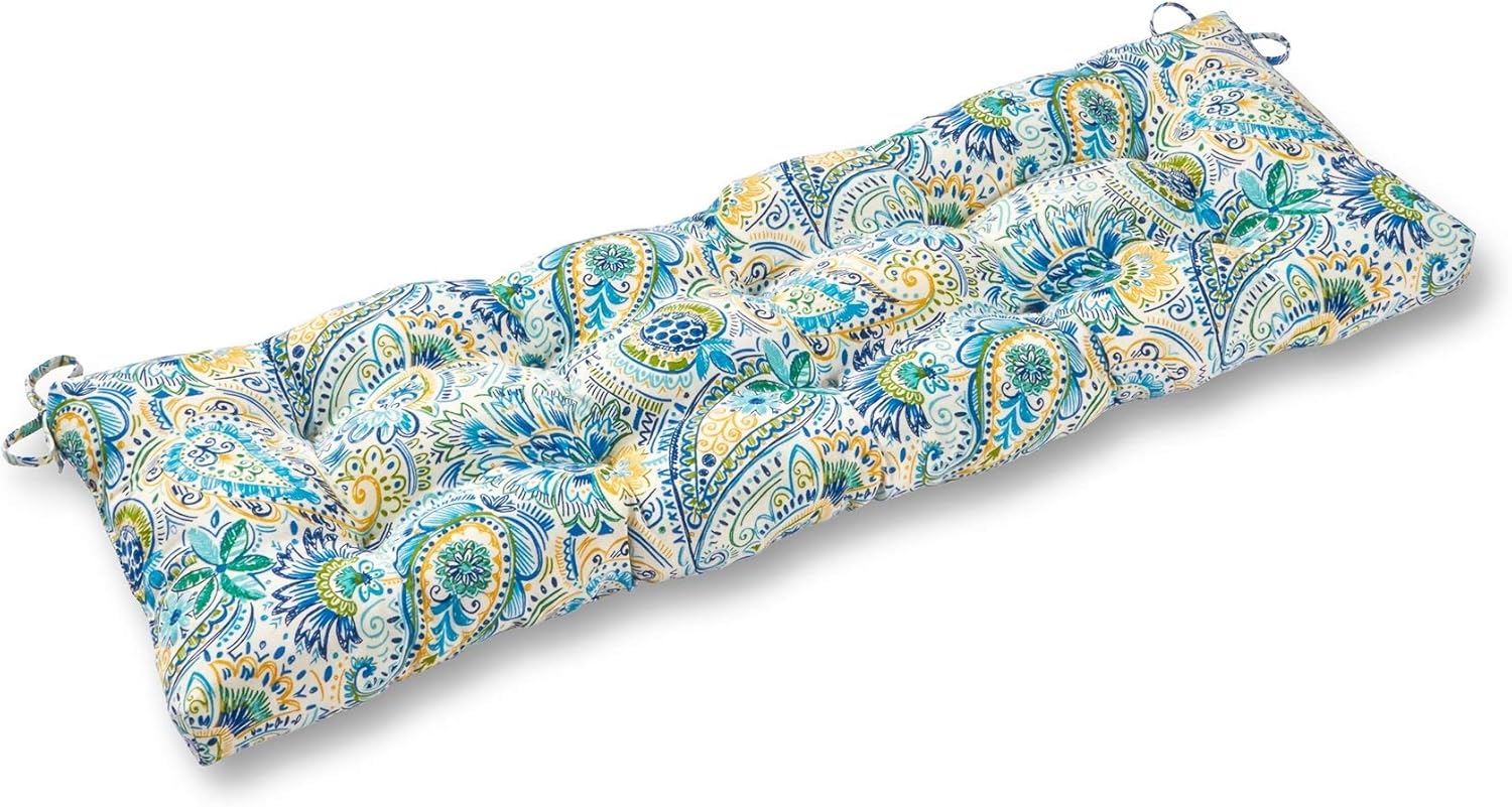 South Pine Porch Outdoor 51x18-inch Bench Cushion, 1 Count (Pack of 1), Baltic Paisley