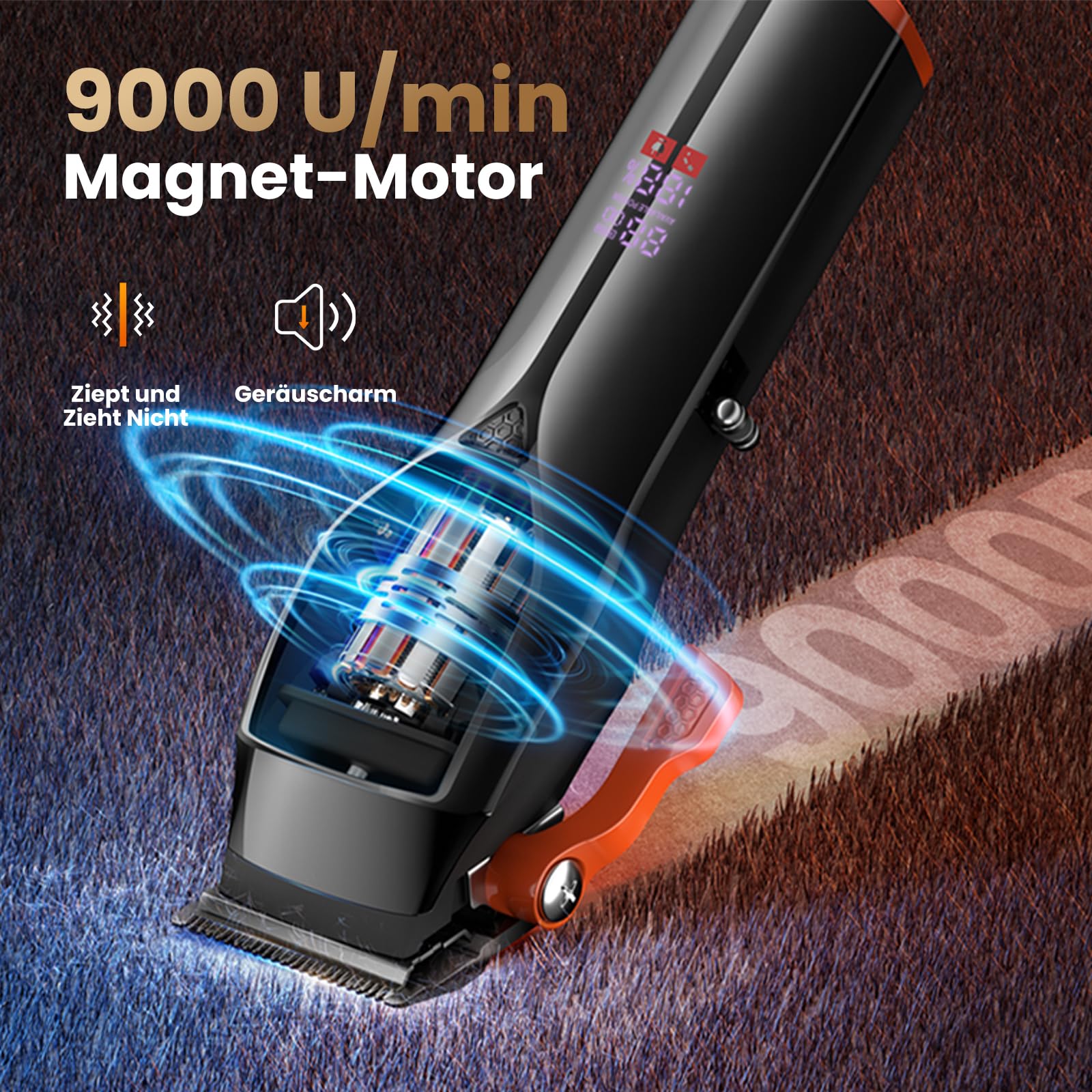 MAXGROOM Haarschneidemaschine Profi Set mit 9000 U/min Magnet-Motor, Diamantähnlich Beschichteten & Keramik-Klingen Haarschneider, Einstellbares Zero-Gap Konturen Haartrimmer, Akku, LED-Anzeige